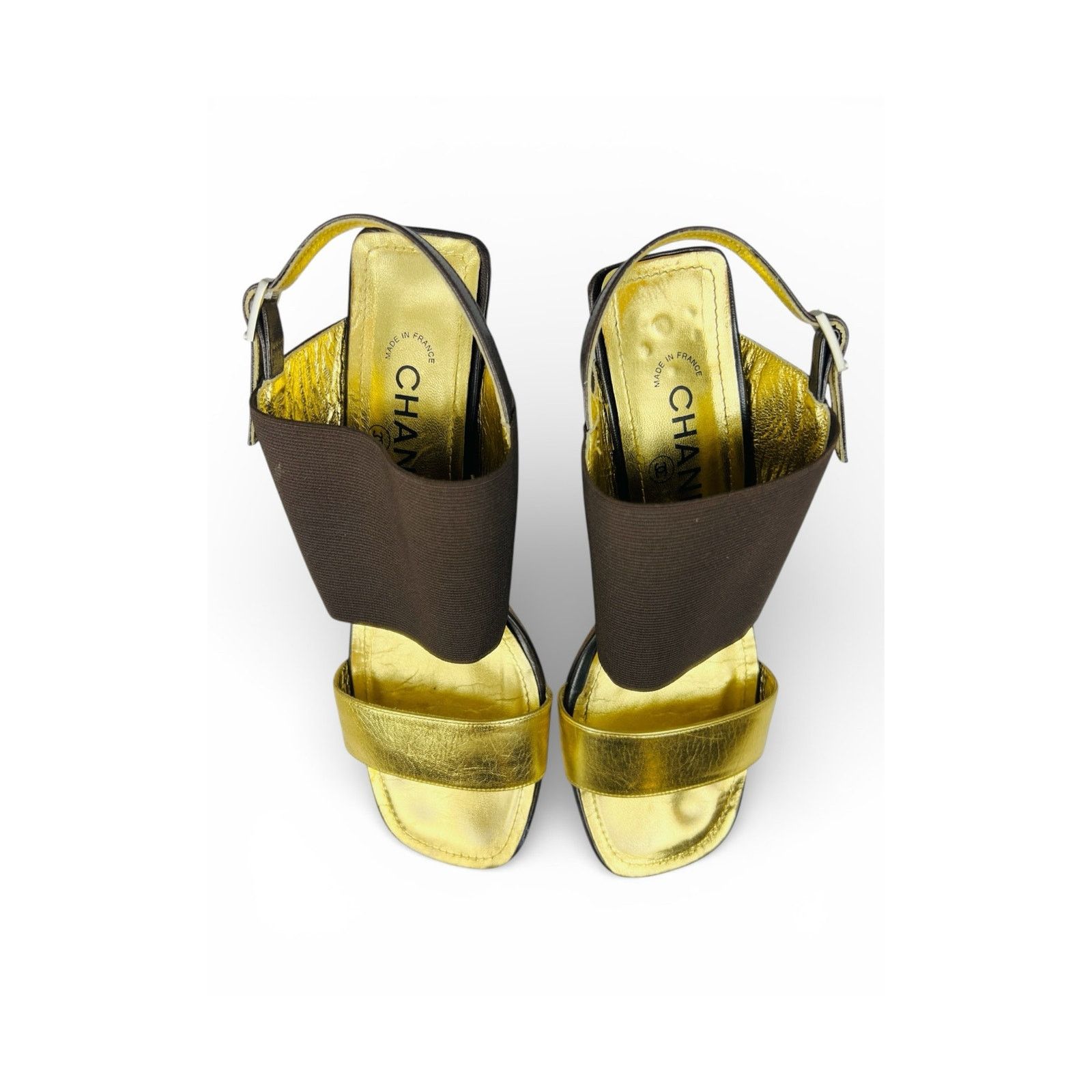 Chanel Chanel Vintage Gold Cap Toe Slingback Heels 38 Lagerfeld 99 Size US 7 / IT 37 - 2 Thumbnail