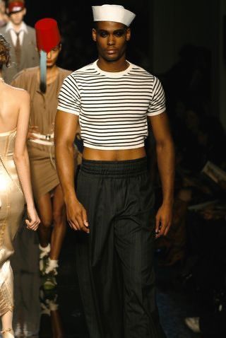 Jean Paul Gaultier Vintage Jean Paul Gaultier Homme Stripe Body Shirt Size US L / EU 52-54 / 3 - 1 Thumbnail
