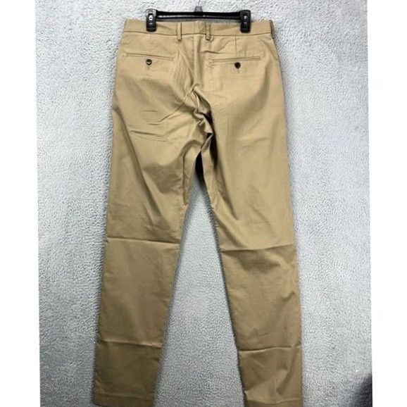 Vintage J Crew Ludlow Chino Pants Men 34X36 Slim Straight Flat Front Tan Beige 3XDry NWT Size US 34 / EU 50 - 2 Thumbnail