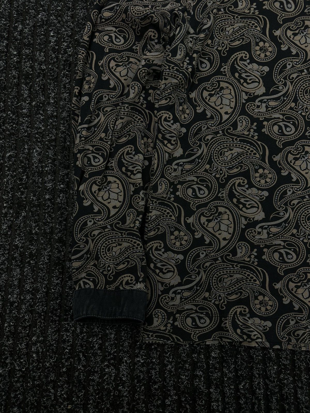 Pretty Green Pretty Green Paisley Long Sleeve Polo Shirt Black Beige Size US M / EU 48-50 / 2 - 4 Thumbnail