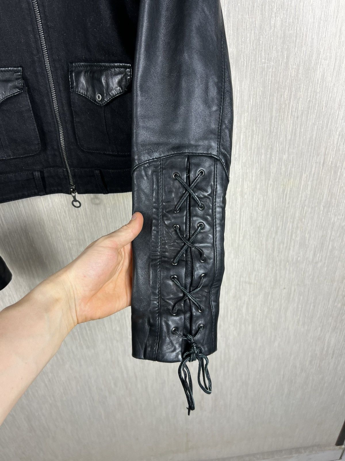 Diesel Black Gold Archive Diesel black gold denim leather jacket ties sleeves Size S / US 4 / IT 40 - 12 Thumbnail