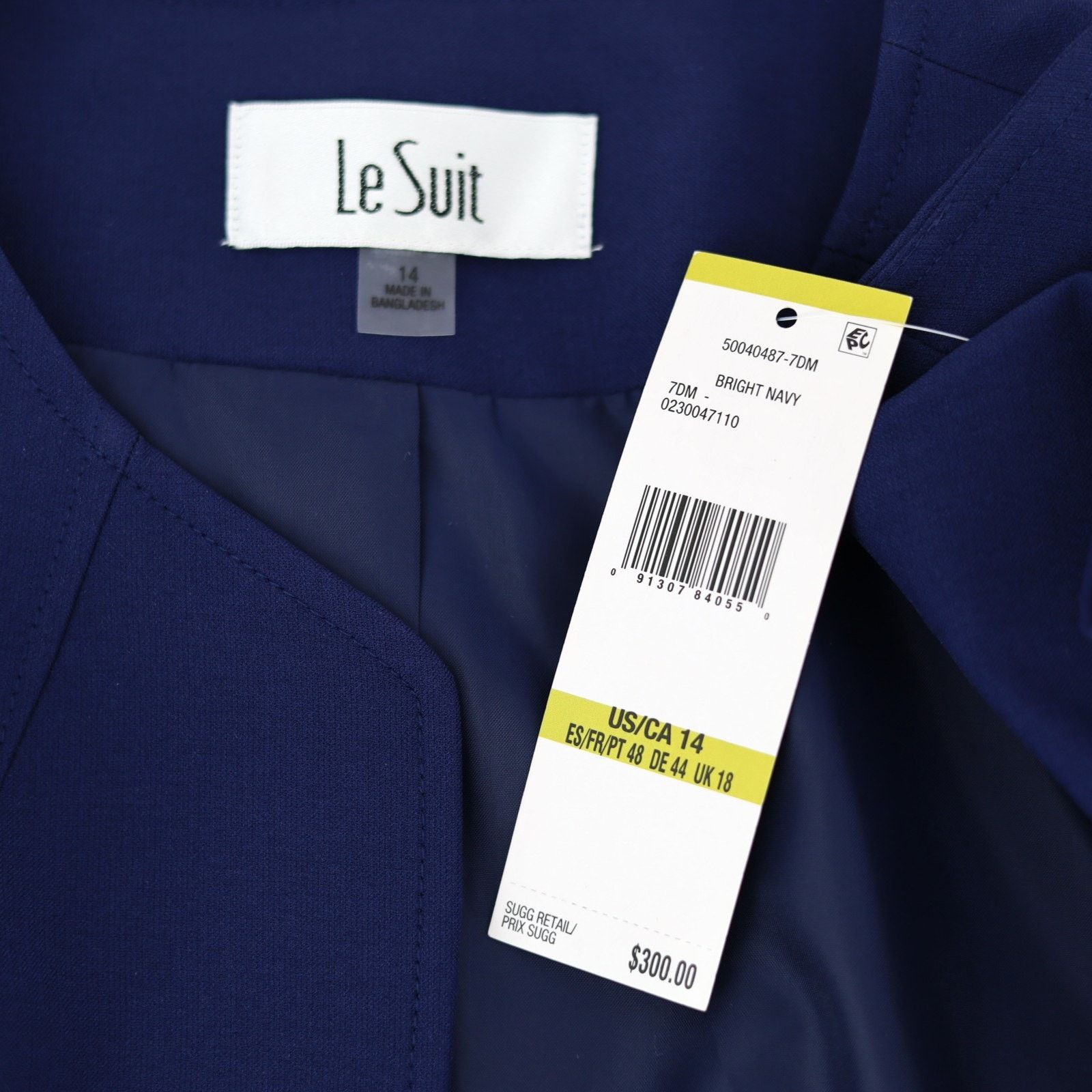 The Unbranded Brand Le Suit Women Bright Navy Open Front Suit Blazer Size US 14 Size XL / US 12-14 / IT 48-50 - 5 Thumbnail