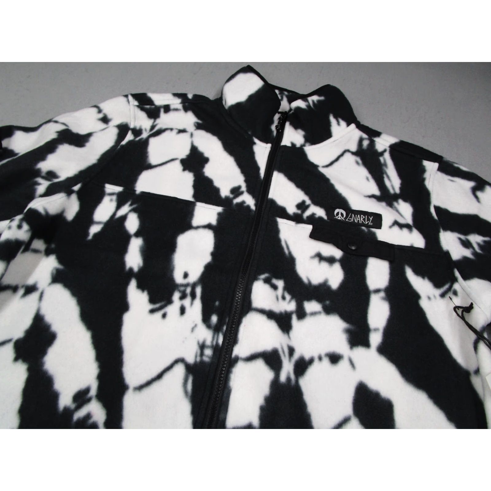 Vintage Gnarly Mens Black Haze Dip Tie Dye Full Zip Fleece Jacket XL Short Bomber Size US XL / EU 56 / 4 - 2 Thumbnail