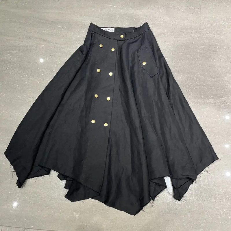 Loewe Irregular Black Midi Skirt for Women 0089