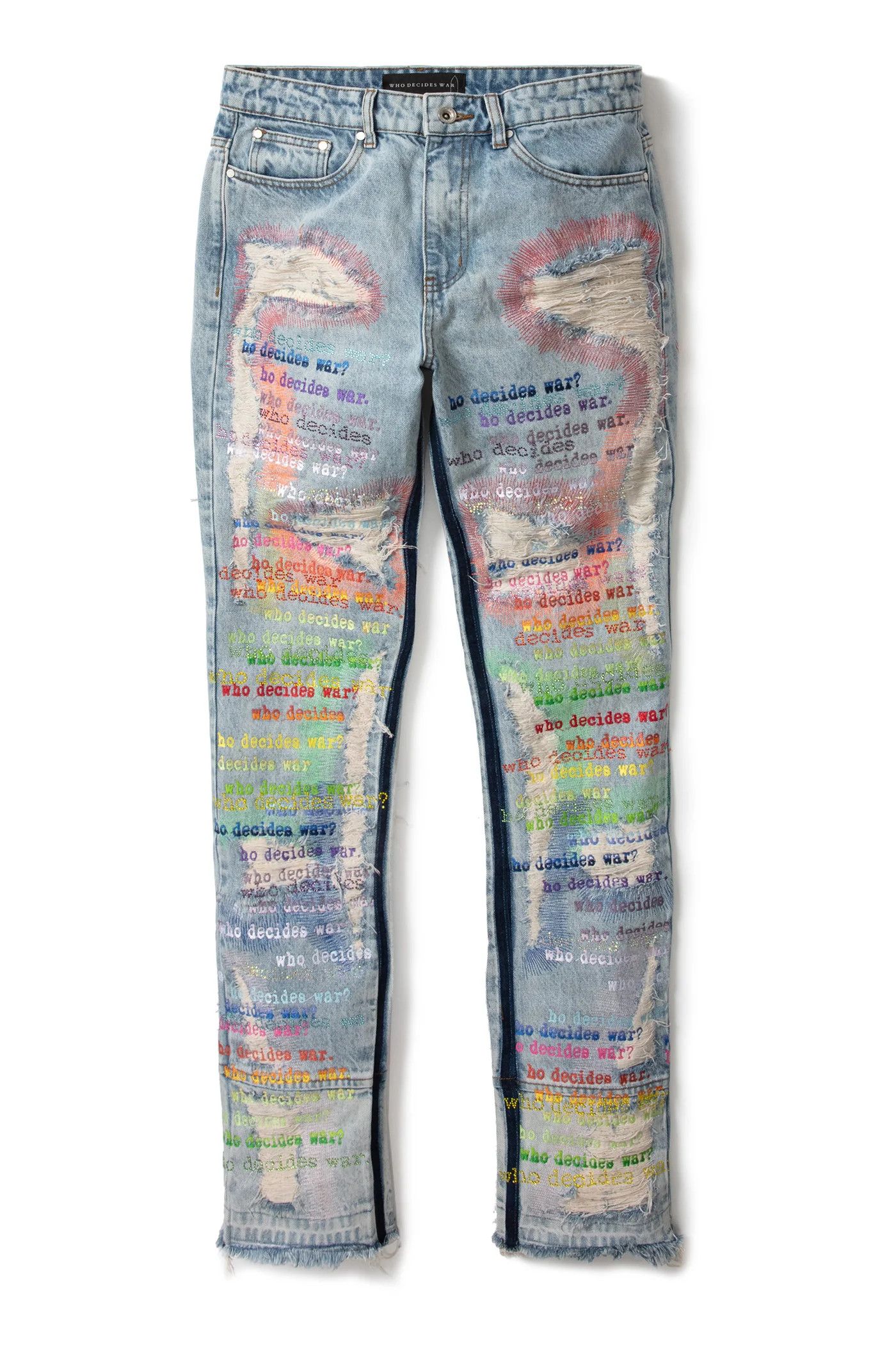 Who Decides War o1gr1nt0525 Roygbiv Scripture Denim in Sky/Multi Size US 26 / EU 42 - 1 Thumbnail