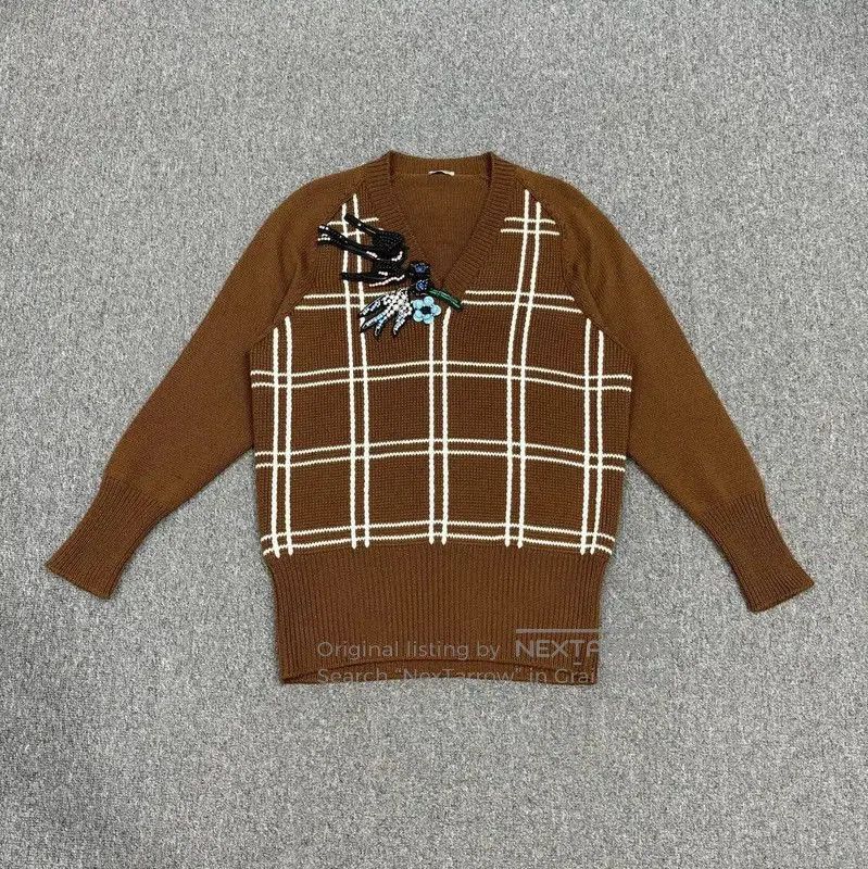 Miu Miu Miu Miu Brown Knit Sweater with Embellishments . Size M / US 6-8 / IT 42-44 - 1 Thumbnail