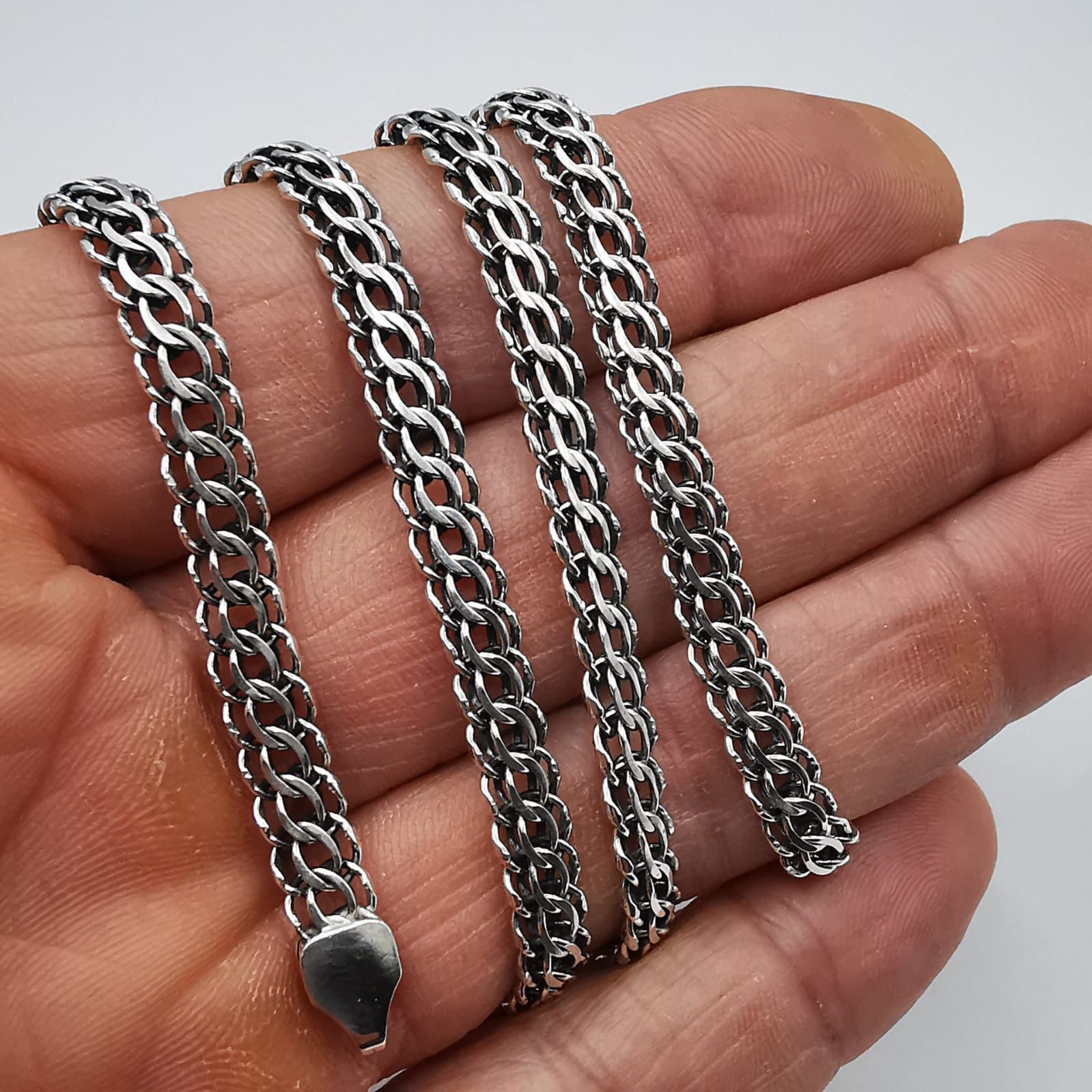 Sterling Silver Vintage Chain,925 Sterling Silver,Signed ,Handmade 21,64g Size ONE SIZE - 7 Thumbnail