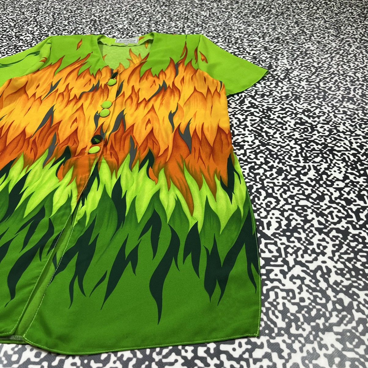 Joseph Ribkoff Vintage 90s Joseph Ribkoff Flame Fire Print Shirts Dress Size XL / US 12-14 / IT 48-50 - 10 Thumbnail