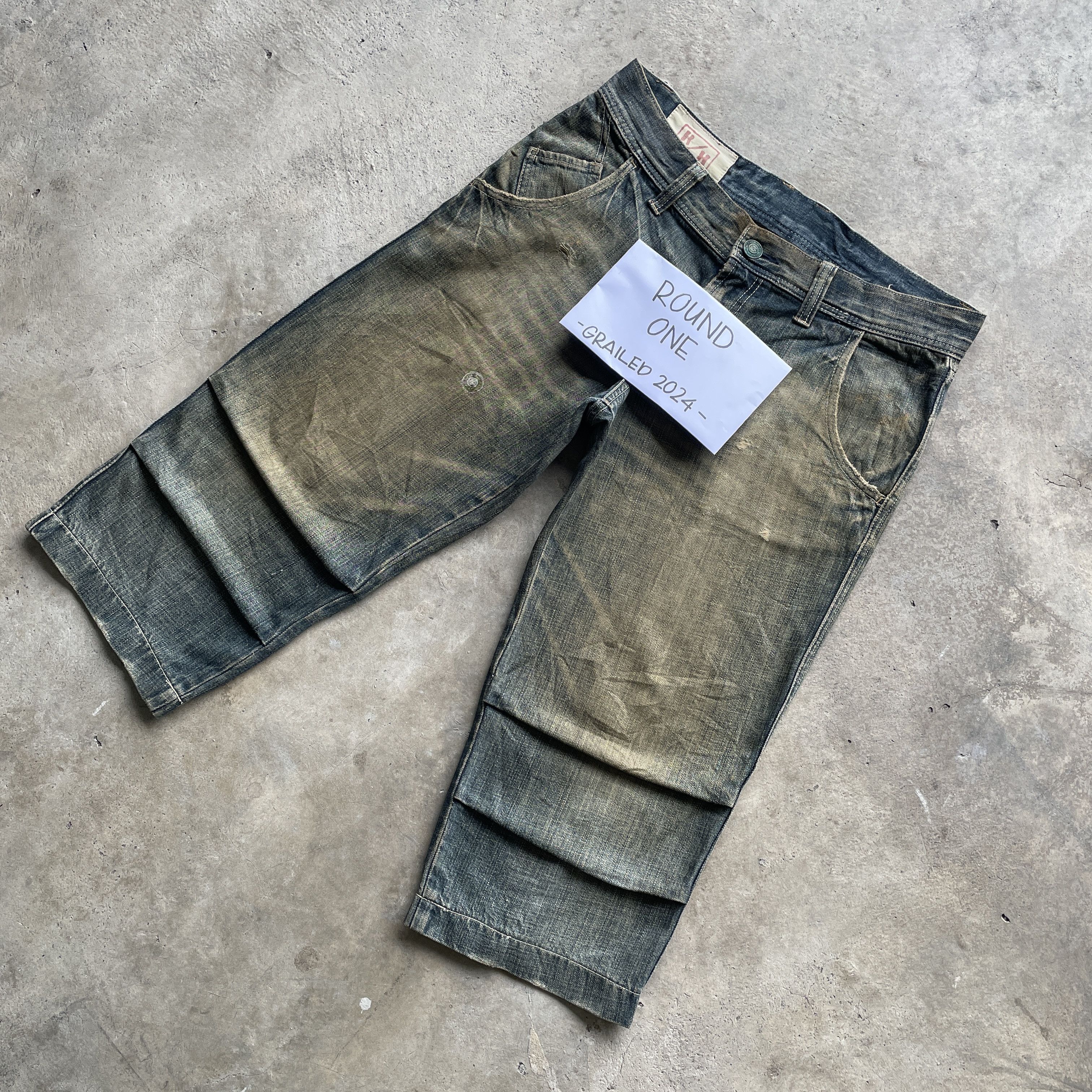 Japanese Brand × Rusty Vintage Japan Rush Hour Rusty Wash Cropped Denim Pants Jeans Size US 34 / EU 50 - 3 Thumbnail
