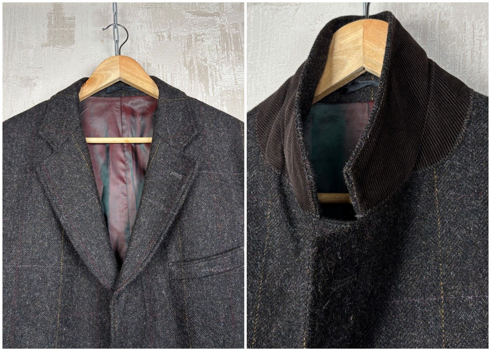 Marks & Spencer Blue Harbour M&S Yorkshire Tweed Moon Wool Coat Dark Brown Size US XL / EU 56 / 4 - 4 Thumbnail
