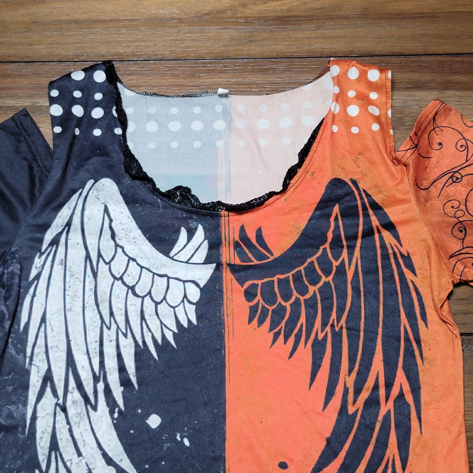 Other Unbranded LS Orange & Black Blouse w/ Wings - Size Small Size S / US 4 / IT 40 - 2 Thumbnail