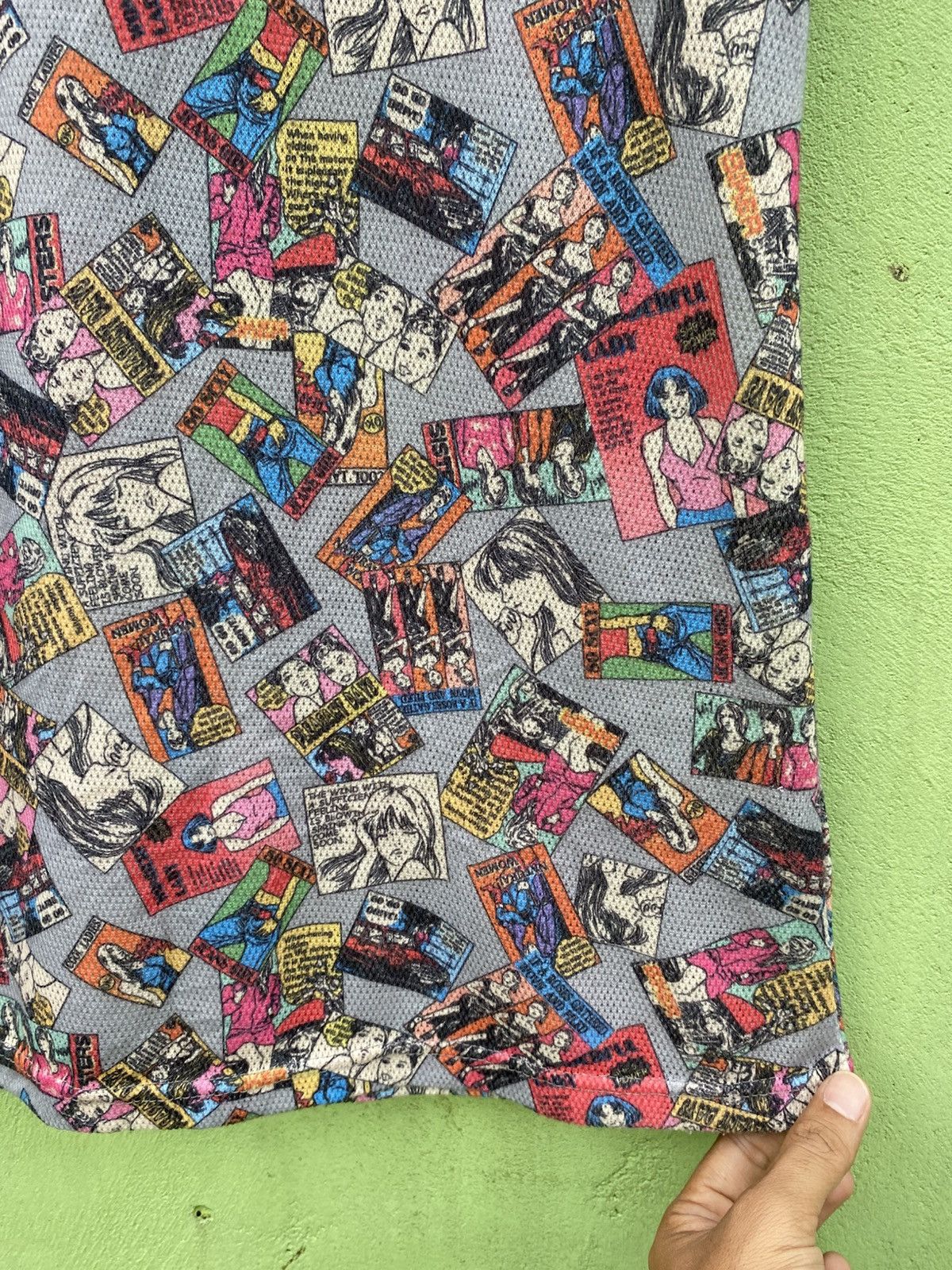 Japanese Brand Vintage Comic All-Over Print Mesh Tee Y2K Pop Art Collage Size ONE SIZE - 7 Thumbnail