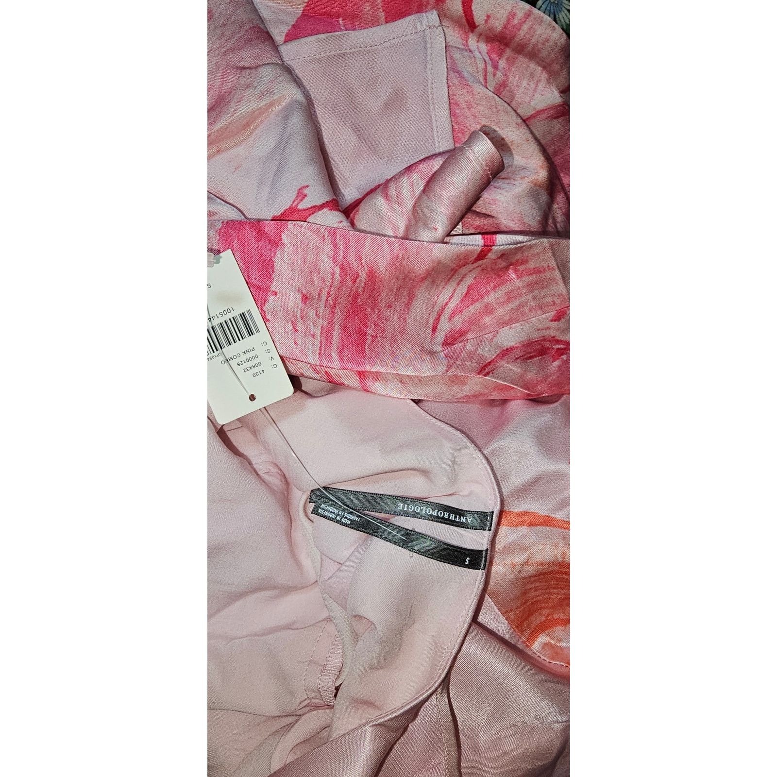 Anthropologie New Short-Sleeve Maxi Slip Dress $168 Small Pink Floral Boho Size S / US 4 / IT 40 - 5 Thumbnail
