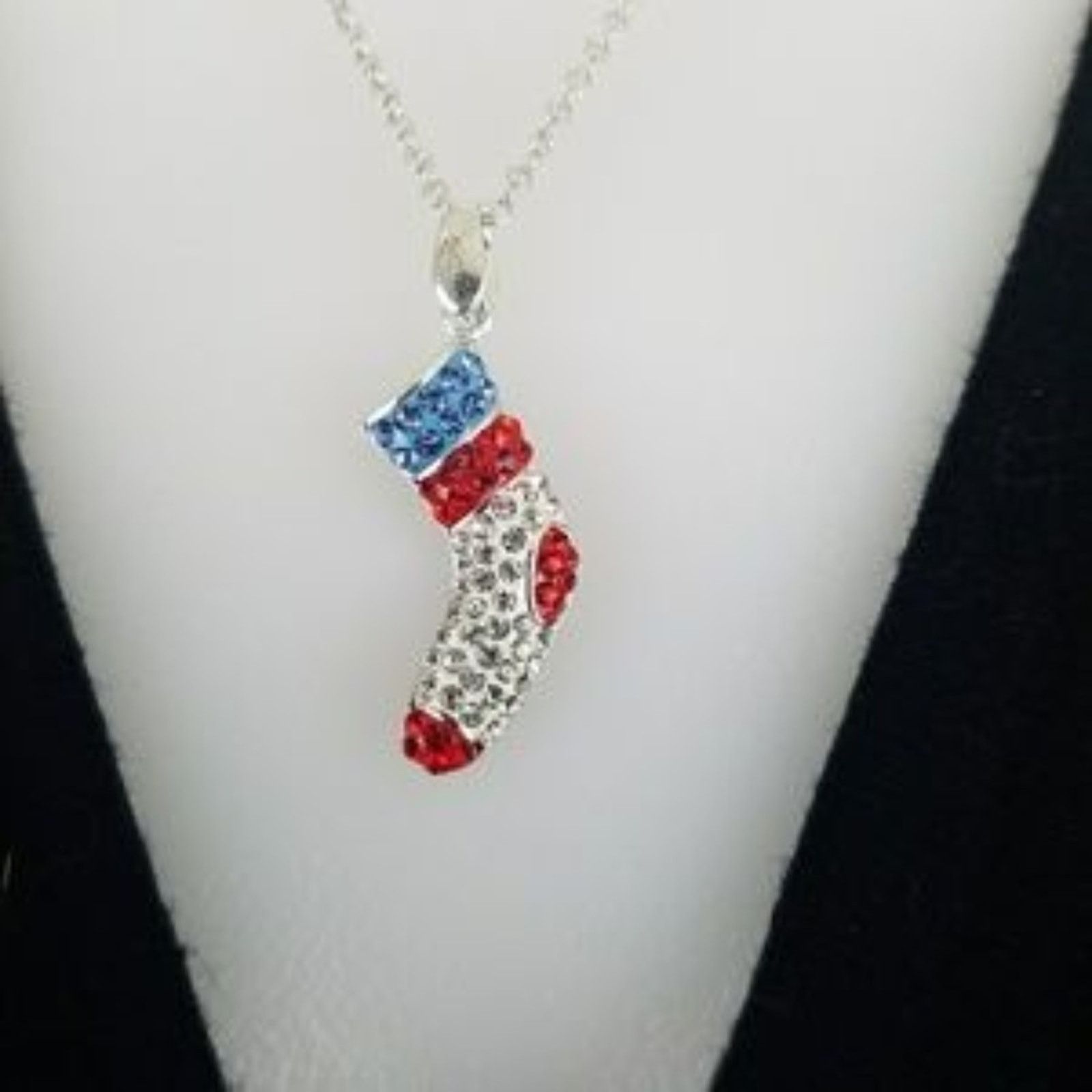 Other NEW Crystal Stocking White Gold Plated Christmas Necklace Size ONE SIZE - 4 Thumbnail