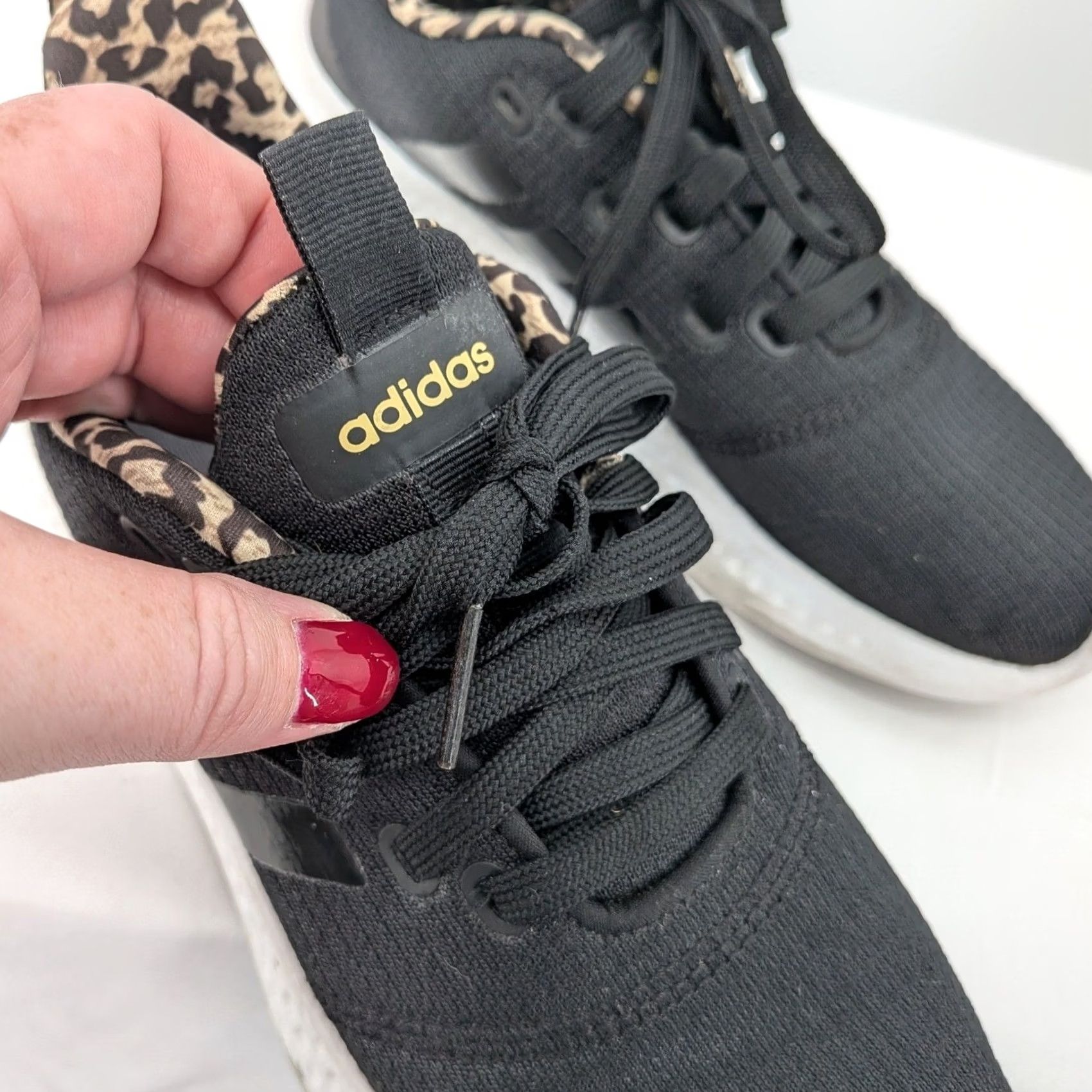 Adidas Adidas Sneakers Black Knit Leopard Lined Casual Trainers Sz 7 Women Size US 7 / IT 37 - 7 Thumbnail