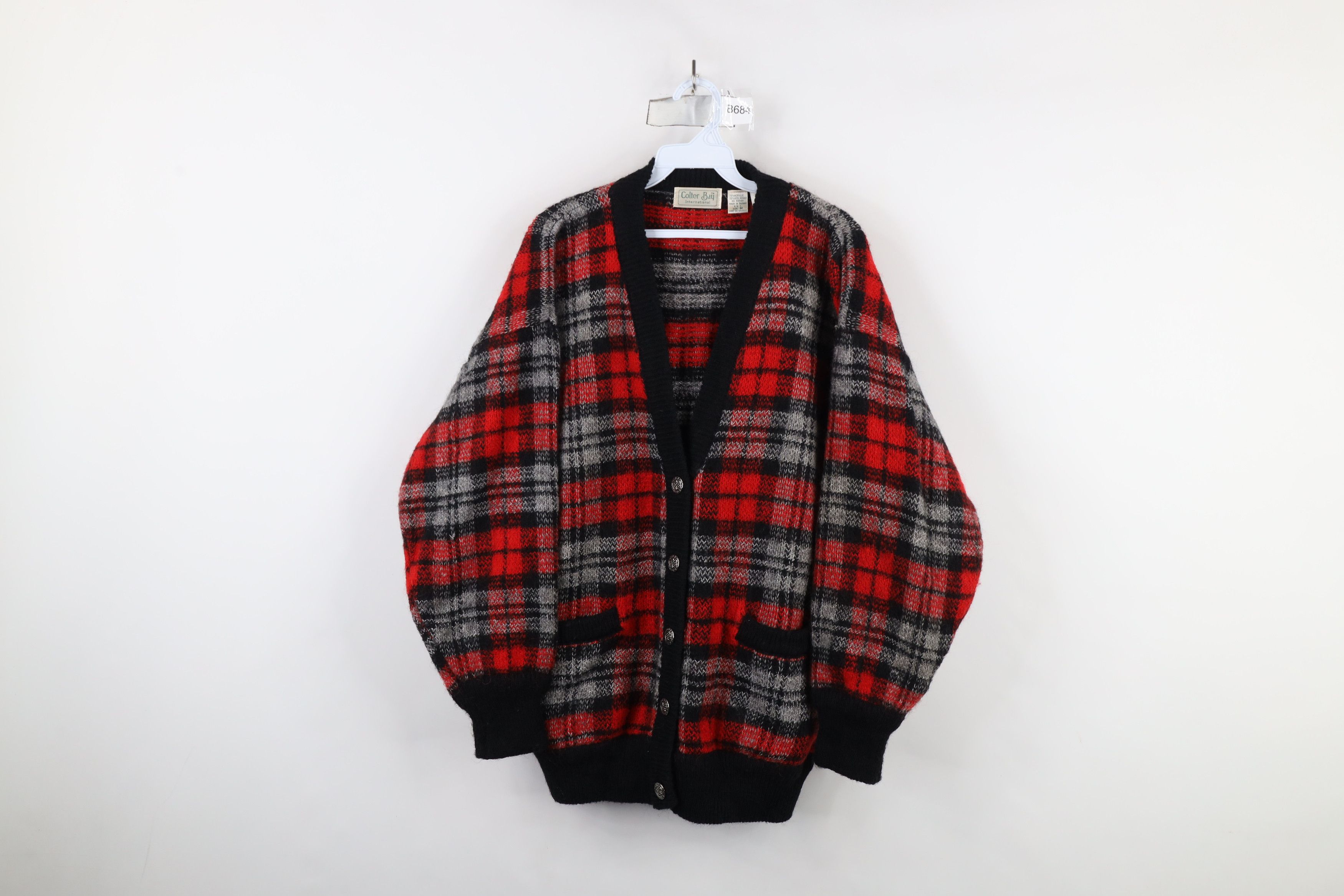Vintage Vintage 90s Streetwear Blend Knit Cardigan Sweater Plaid Size M / US 6-8 / IT 42-44 - 1 Thumbnail
