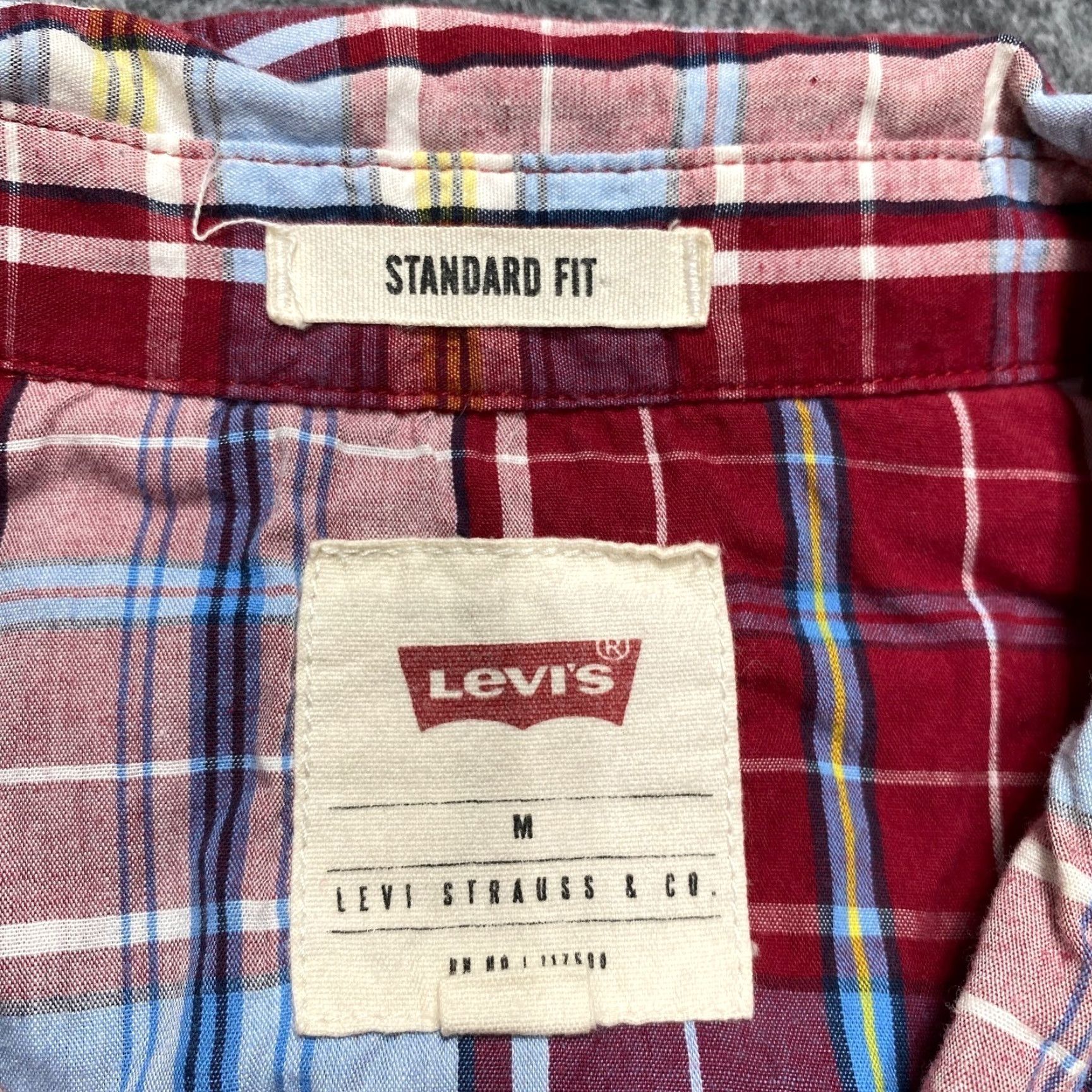 Levi's Levis Shirt Men M Red Plaid Pearl Snap Western Cowboy Flap Pocket Button-Up Short Sleeve Crew Neck Collared Size US M / EU 48-50 / 2 - 3 Thumbnail