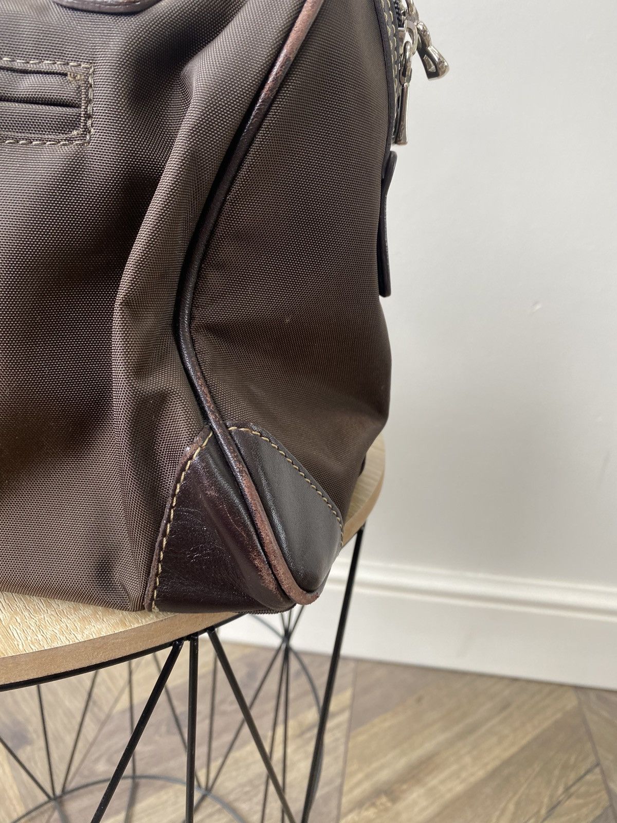 Bogner Vintage Brown Chocolate Nylon/Leather Tote Handbag Bogner Size ONE SIZE - 11 Thumbnail
