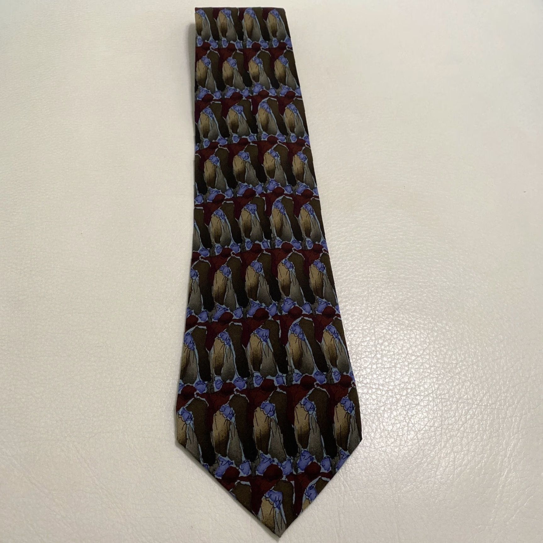 Vintage VINTAGE Garcia Men Tie 57in Silk Geometric At the Bunny Fights 90s Mens Size ONE SIZE - 2 Thumbnail