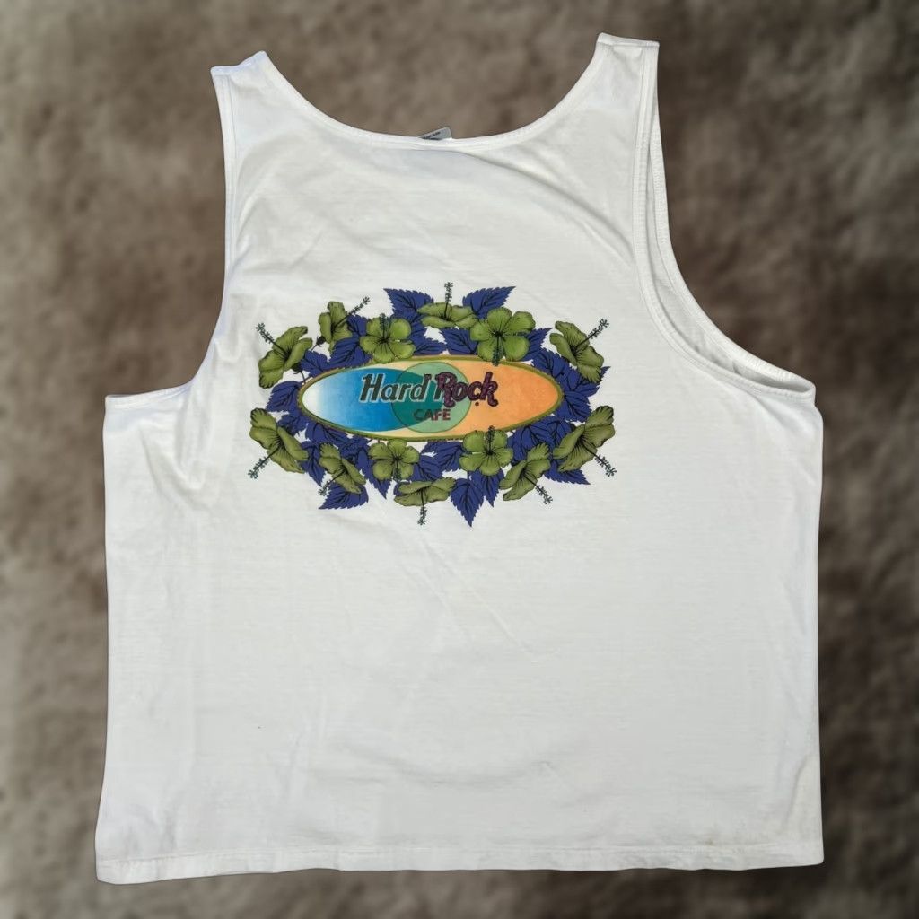 Hard Rock Cafe VINTAGE Hard Rock Cafe Tank Top Shirt XL White 90s Mens T-Shirt Graphic Print 1990s Spring Summer Sleeveless Size US XL / EU 56 / 4 - 1 Thumbnail