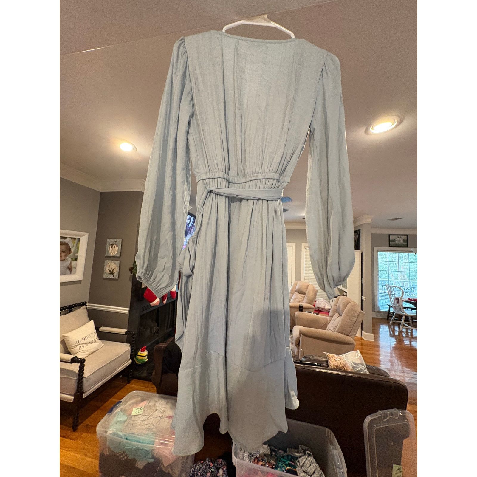 Lauren Conrad LC Lauren Conrad Blue Wrap Midi Dress XS Long Sleeve Size XS / US 0-2 / IT 36-38 - 4 Thumbnail