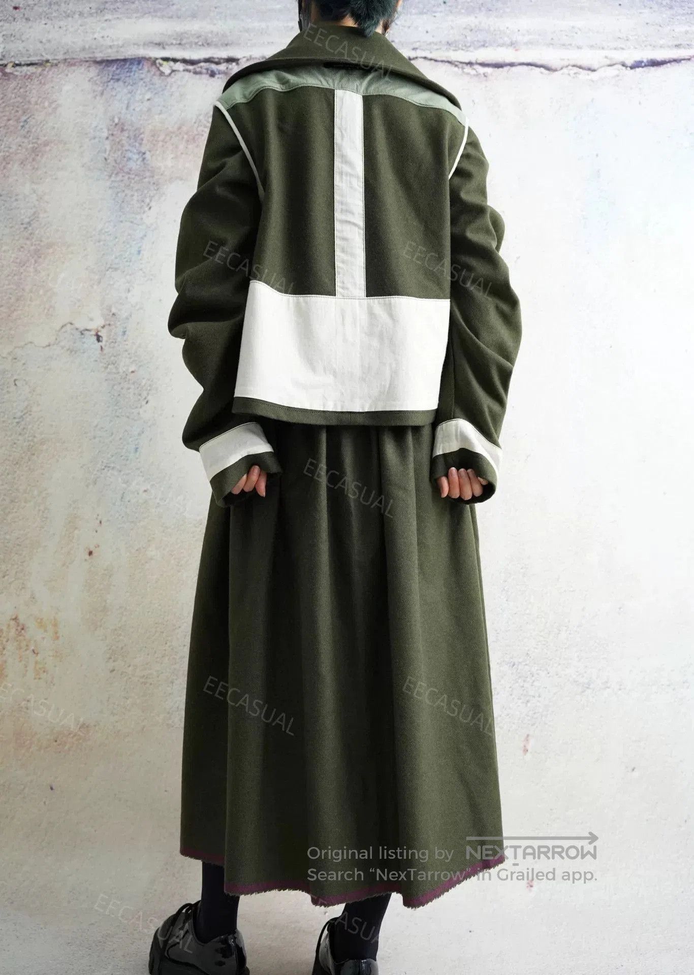 CDG by Comme des Garcons CDG Green Wool Midi Skirt Set. Size 25" / US 0 / IT 36 - 3 Thumbnail