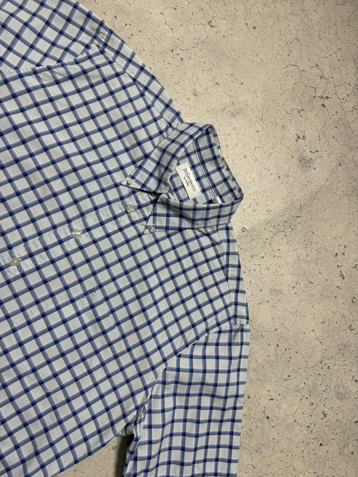 Yves Saint Laurent Yves Saint Laurent YSL Checked Button Up Short Sleeve Shirt Size US L / EU 52-54 / 3 - 5 Thumbnail