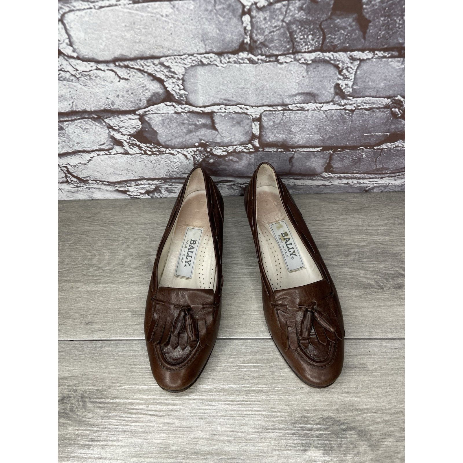 Bally Bally Brown Leather Kiltie Tassel Loafers Kitten Heel Shoes Size US 6.5 / IT 36.5 - 1 Thumbnail