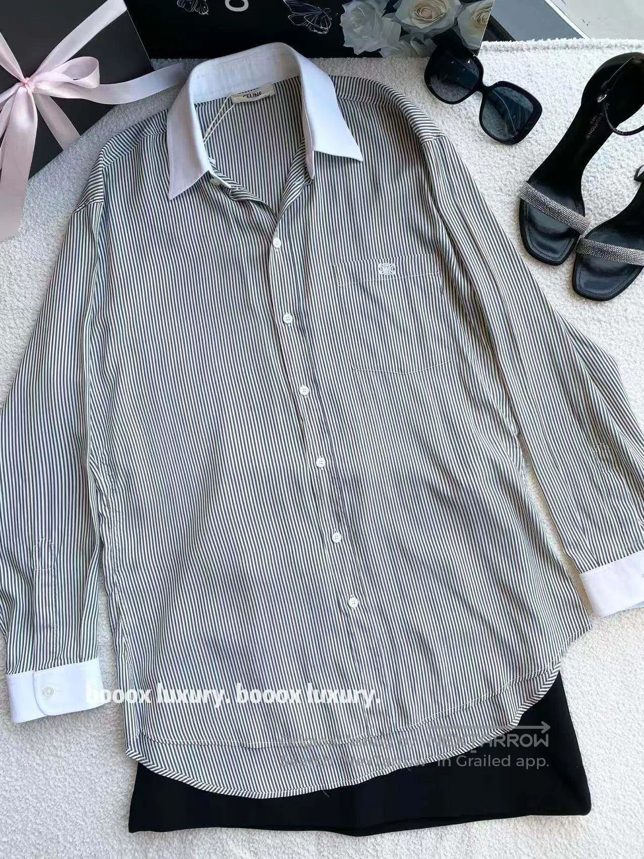 Celine Celine Striped logo shirt| Size 4XL / US 24-26 - 1 Thumbnail