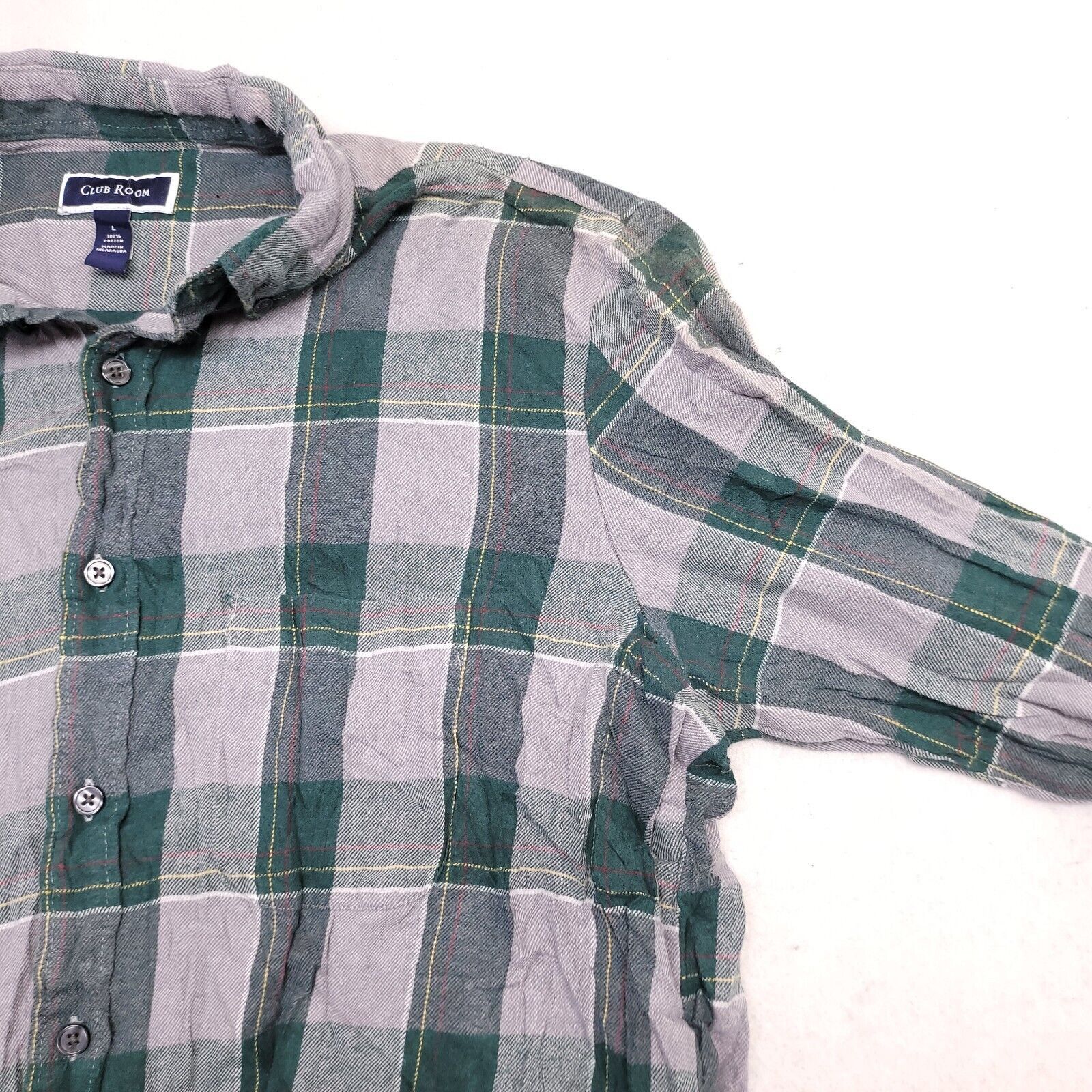 Club Room Club Room Baffalo Check Flannel Shirt Mens Size L Gray Green Size US L / EU 52-54 / 3 - 5 Thumbnail