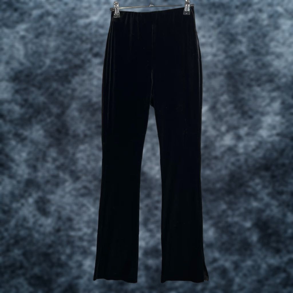 Zara Zara Womens Size Small Black Flared Stretch Pants Velvet Soft Touch Size 28" / US 6 / IT 42 - 1 Thumbnail
