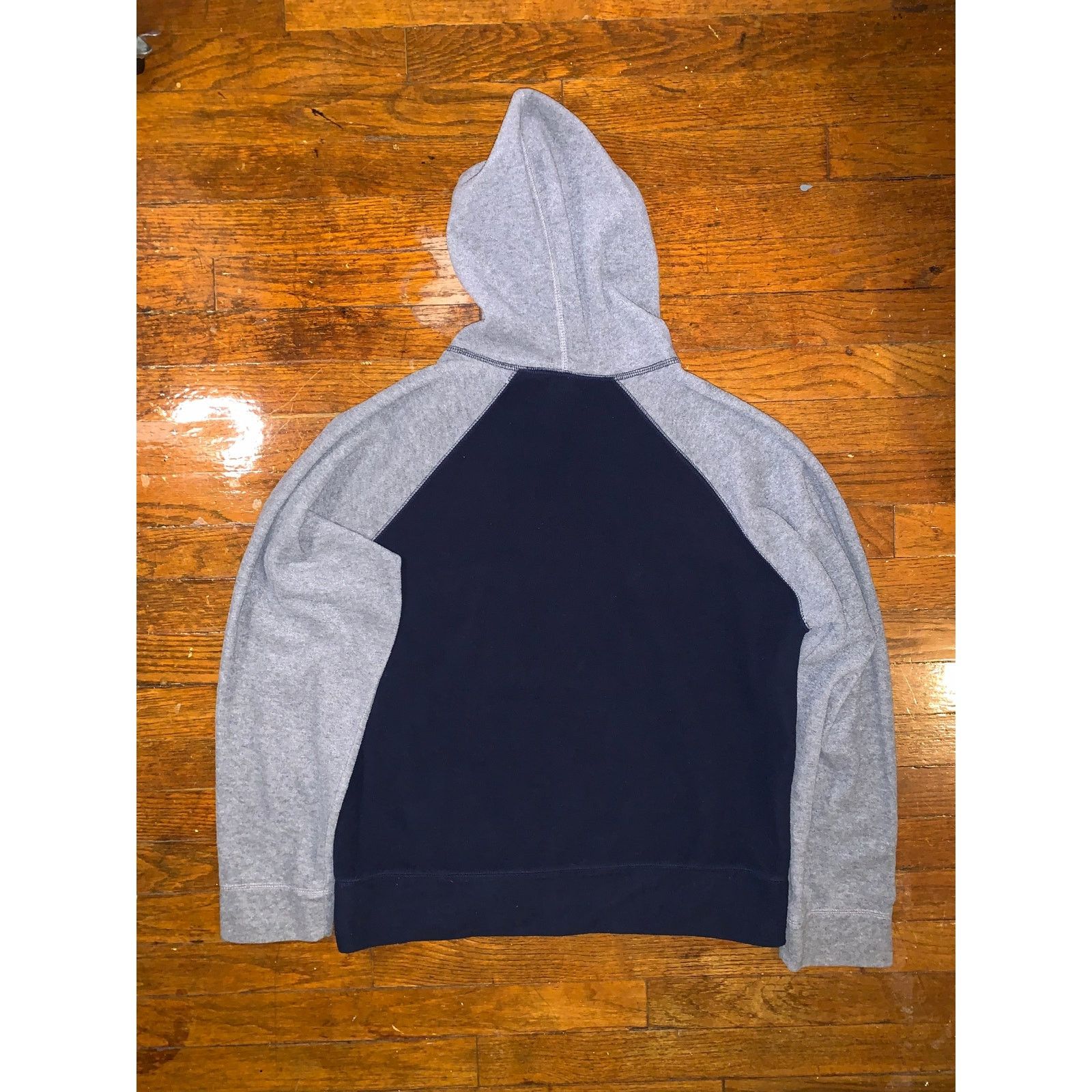 Old Navy × Vintage Vintage Y2K Old Navy Fleece Hoodie Medium Navy Gray Raglan Size US M / EU 48-50 / 2 - 2 Thumbnail