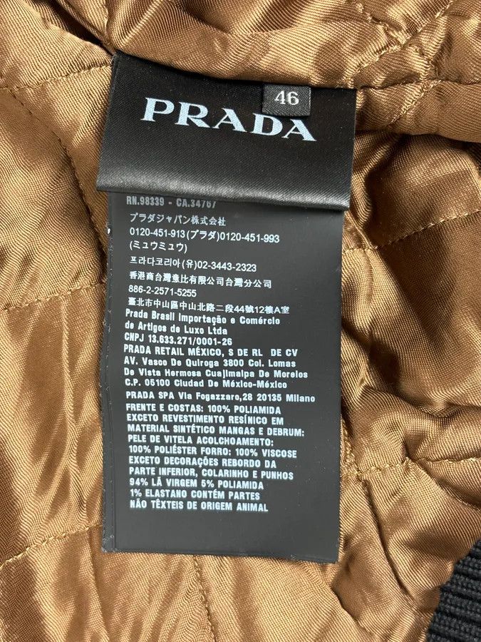 Prada FW2018 Prada Black Leather Varsity Bomber Jacket Size US S / EU 44-46 / 1 - 11 Thumbnail