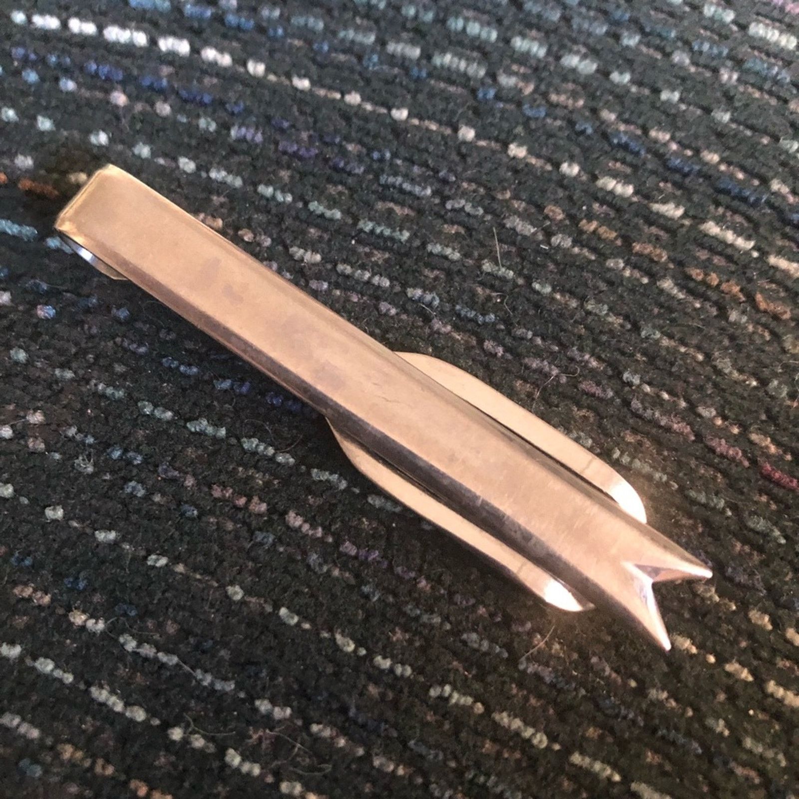 Vintage Vintage gentleman silver ribbon tie bar clip Size ONE SIZE - 1 Thumbnail