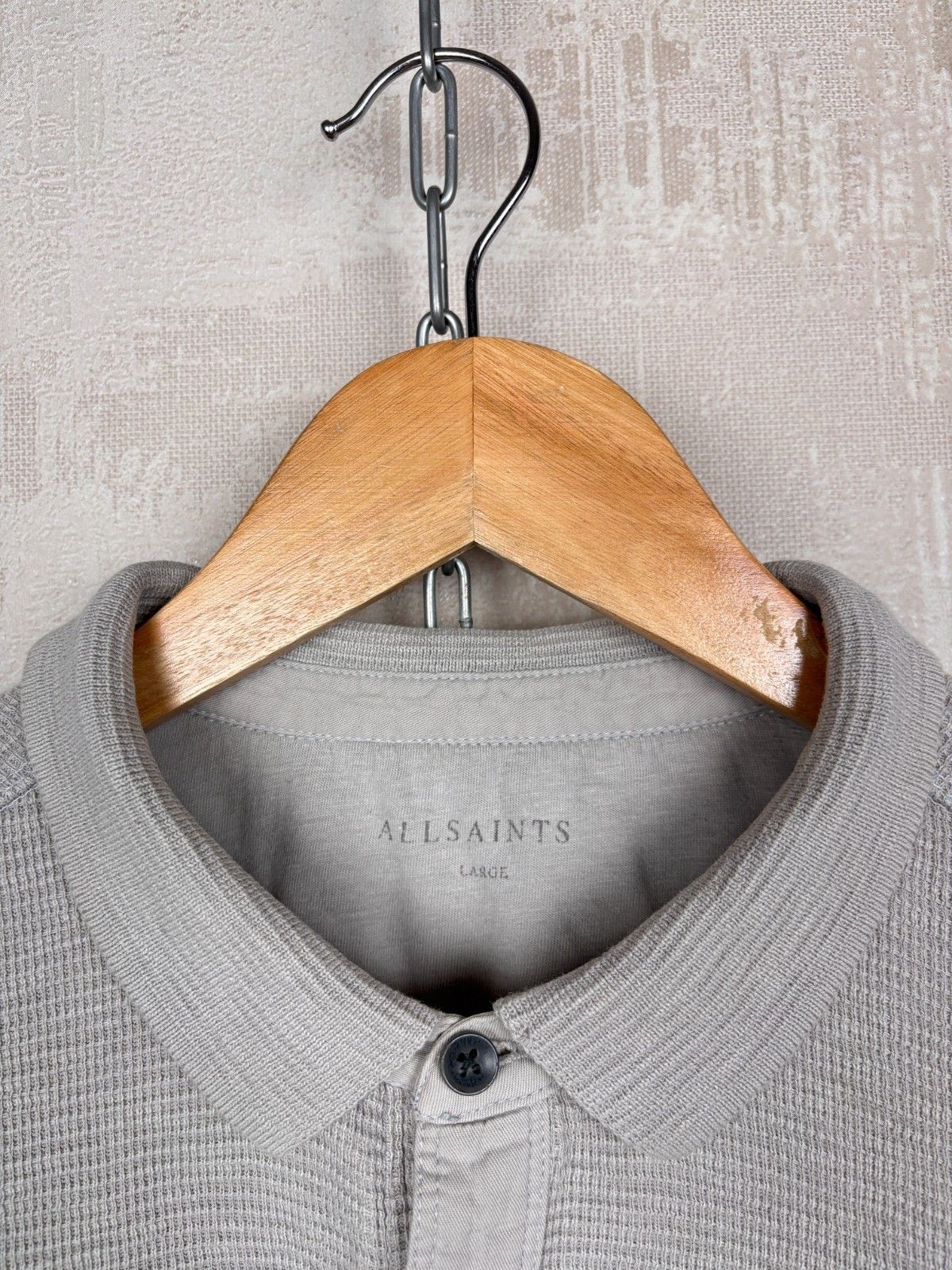 Allsaints AllSaints Clash Long Sleeve Polo Waffle Textured Size L Size US L / EU 52-54 / 3 - 5 Thumbnail