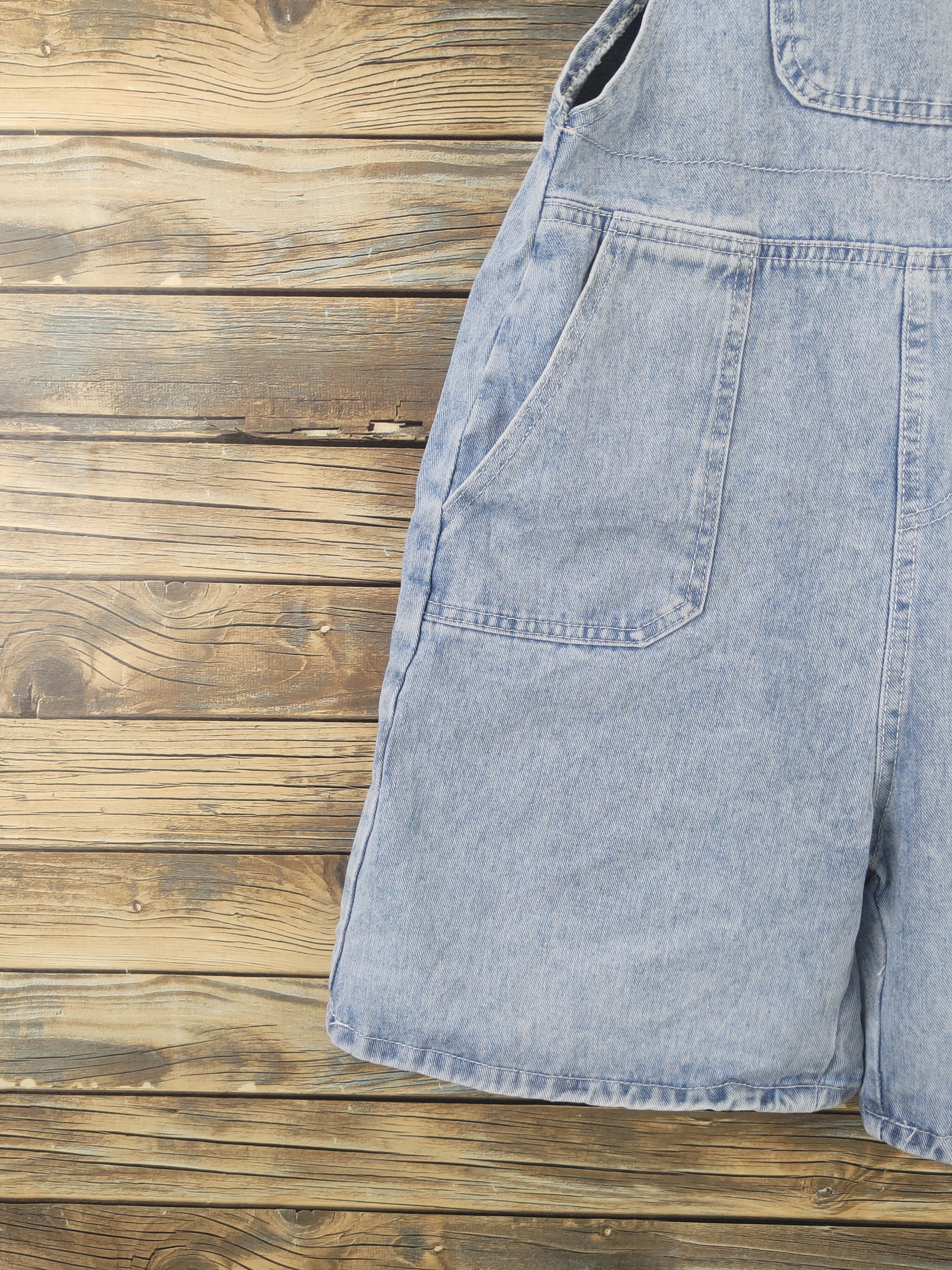 Japanese Brand × Vintage Japanese Brand Light Blue Denim Shortall Jumpsuits Size 33" - 4 Thumbnail