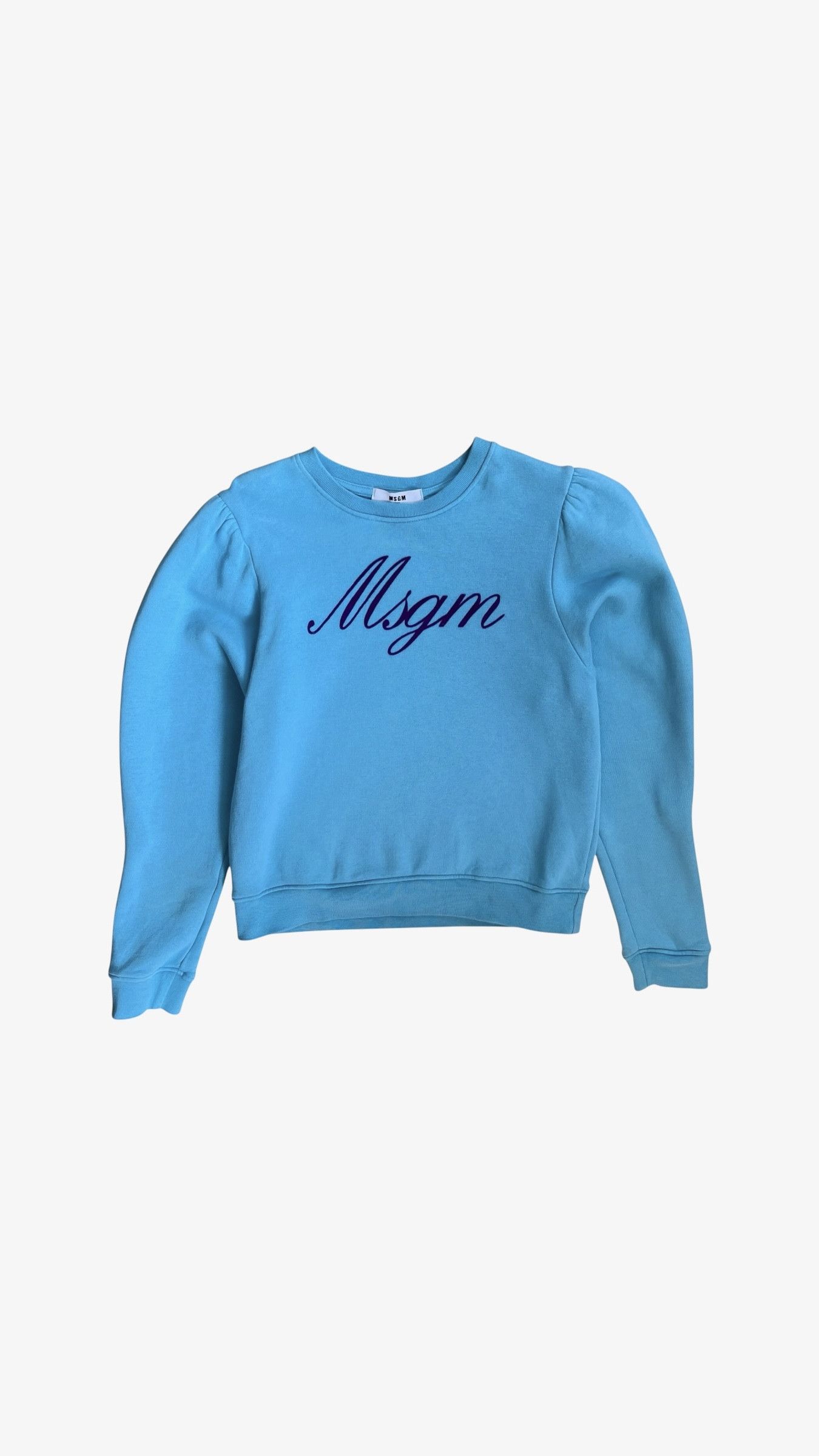 MSGM Women's MSGM Spell Out Blue Sweatshirt Size XS / US 0-2 / IT 36-38 - 1 Thumbnail
