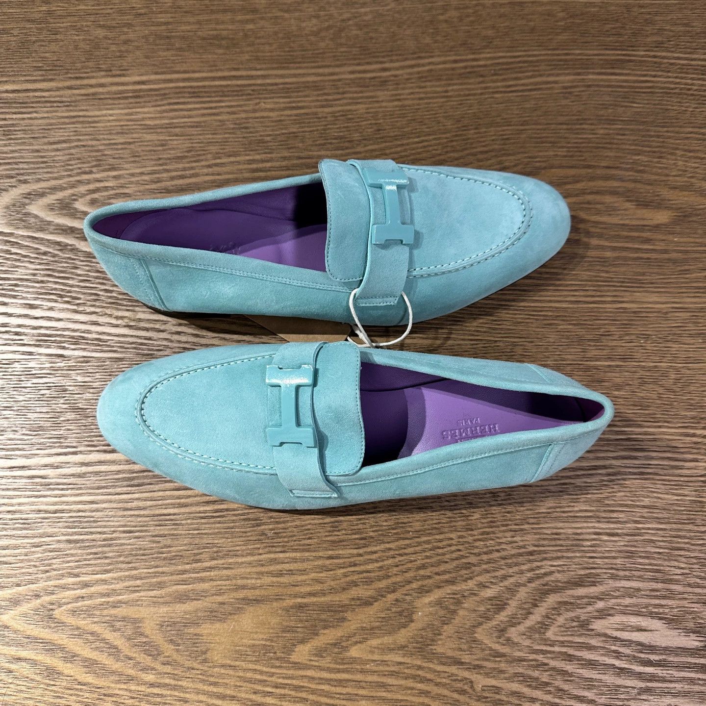 Hermes Hermes jan1040 suede loafers sea foam green 38 Size US 7 / IT 37 - 4 Thumbnail