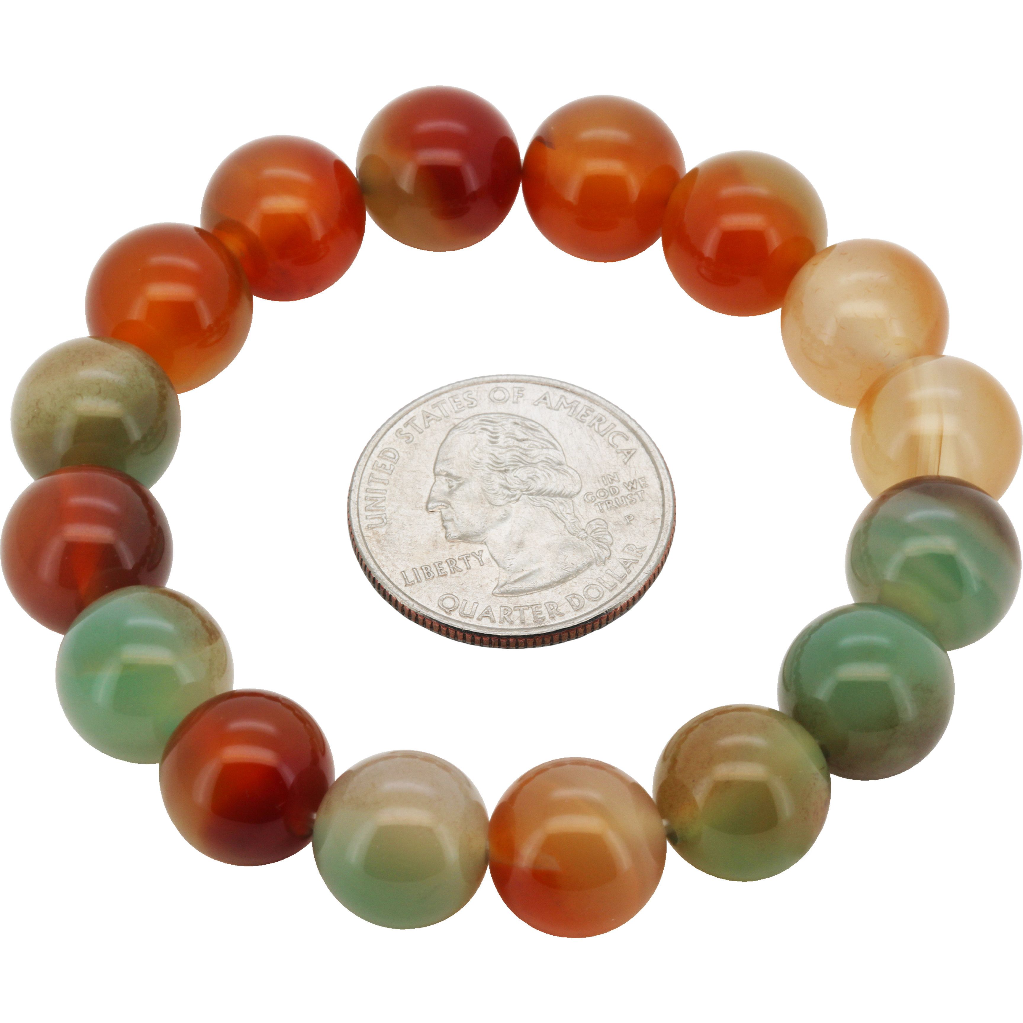 Other Carved Dragon Vein Agate 12mm Beaded Stretch Bracelet 7.5” Size ONE SIZE - 1 Preview