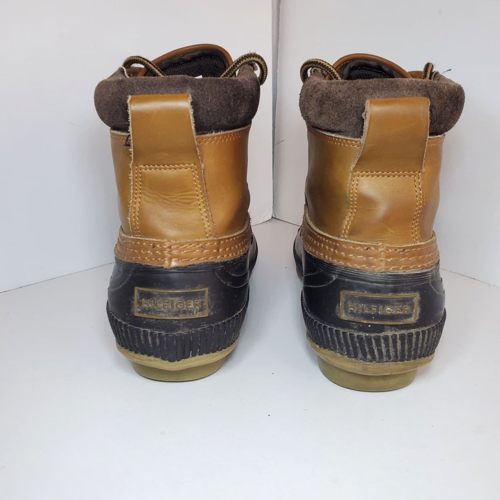 Tommy Hilfiger Tommy Hilfiger TMCHARLIE Mens Sz 9 Tan Leather Lace Up Duck Boots Waterproof Size US 9 / EU 42 - 4 Thumbnail