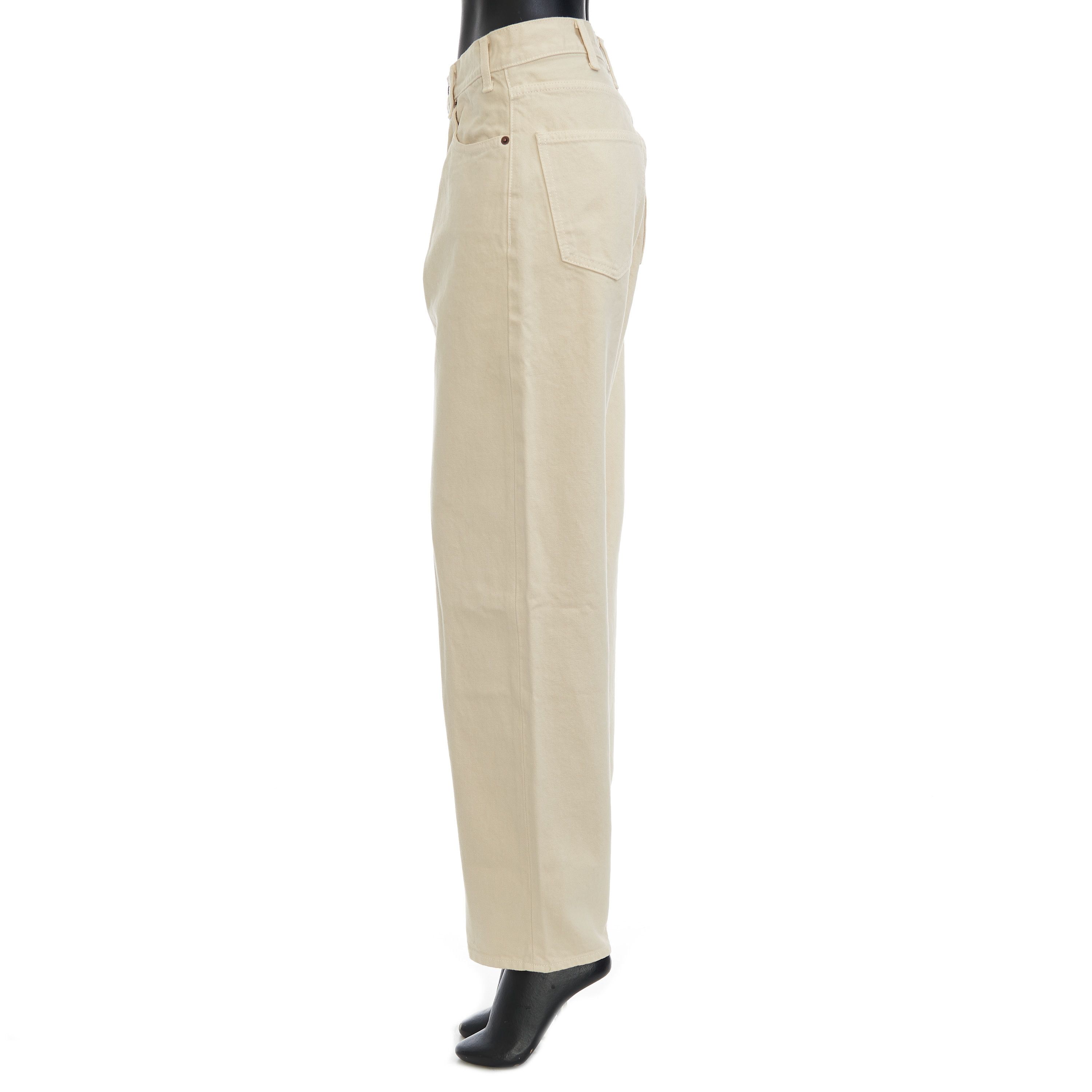 Celine High Waisted Margaret Jeans In Cream Wash Cotton Size 32" / US 10 / IT 46 - 3 Thumbnail