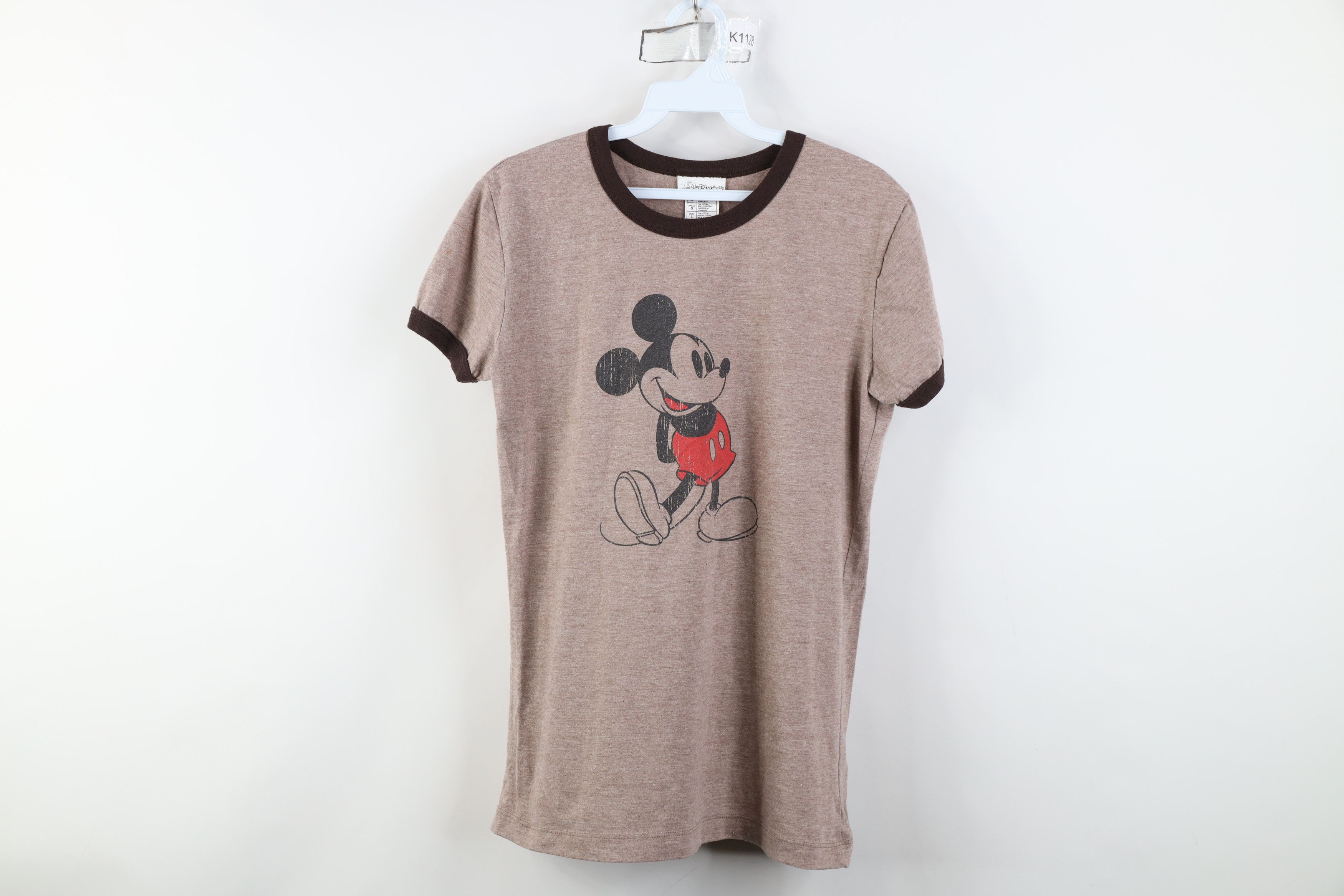 Disney Vintage 90s Y2K Disney Mickey Mouse Big Logo Ringer T-Shirt Size L / US 10 / IT 46 - 1 Thumbnail
