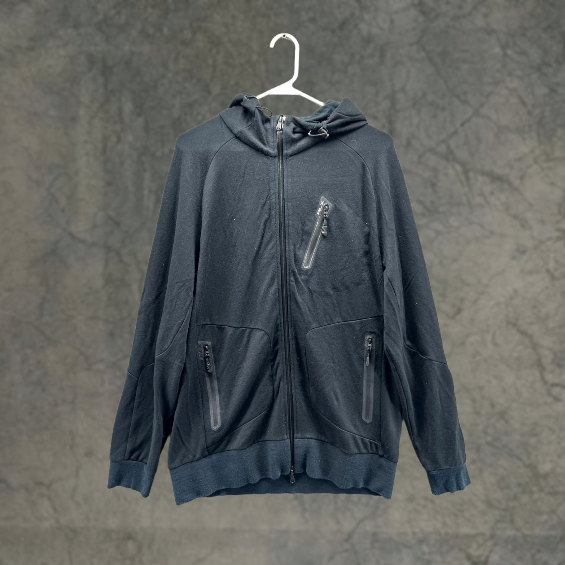 RLX Ralph Lauren RLX Ralph Lauren Hoodie Mens Large Black Full Zip Knit Sweatshirt Pockets Zip Front Size US L / EU 52-54 / 3 - 1 Thumbnail