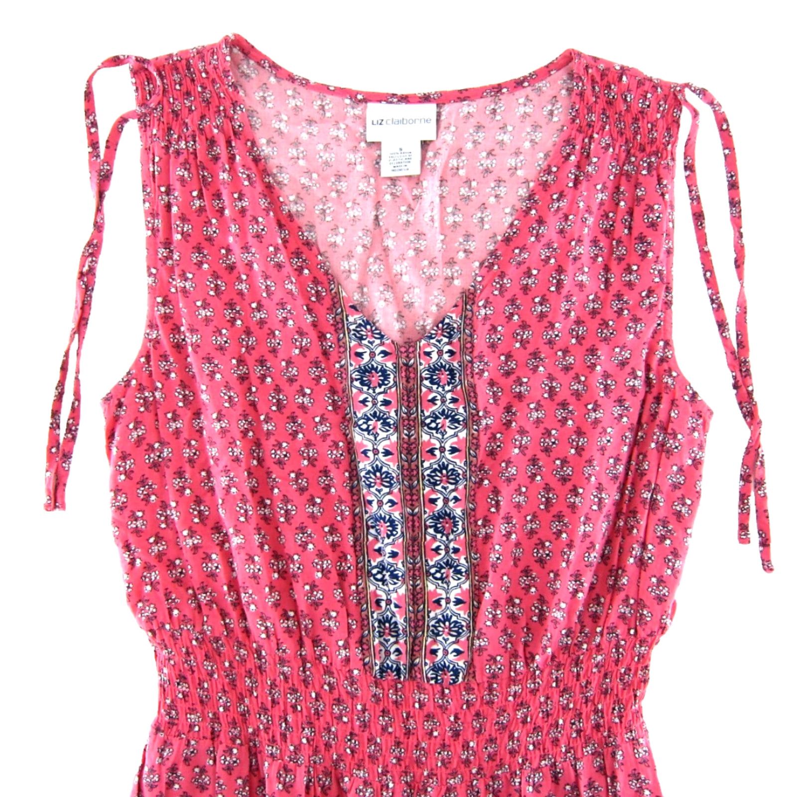 Liz Claiborne Liz Claiborne Rayon Pink Blue Floral Paisley Sleeveless Long Maxi Tank Dress S Size S / US 4 / IT 40 - 4 Thumbnail