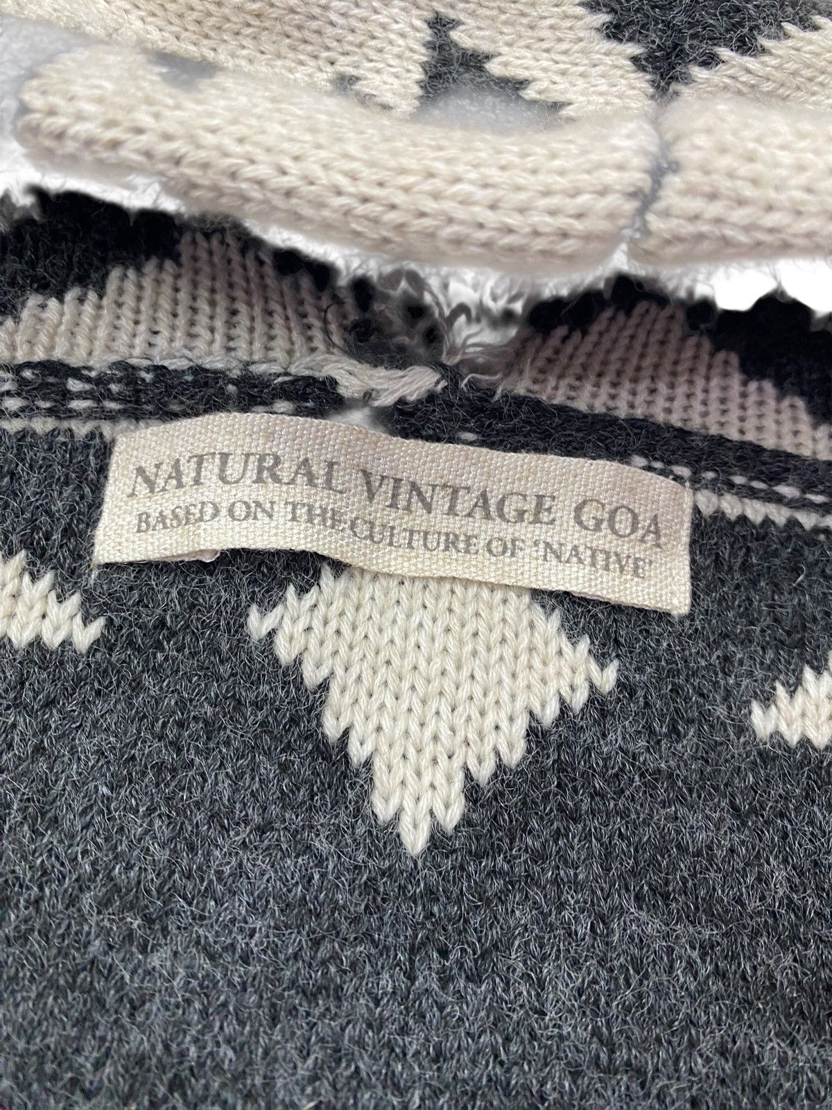 GOA Natural Vintage Goa navajo Tribal Knit Hooded Cardigan Size US XXL / EU 58 / 5 - 3 Thumbnail
