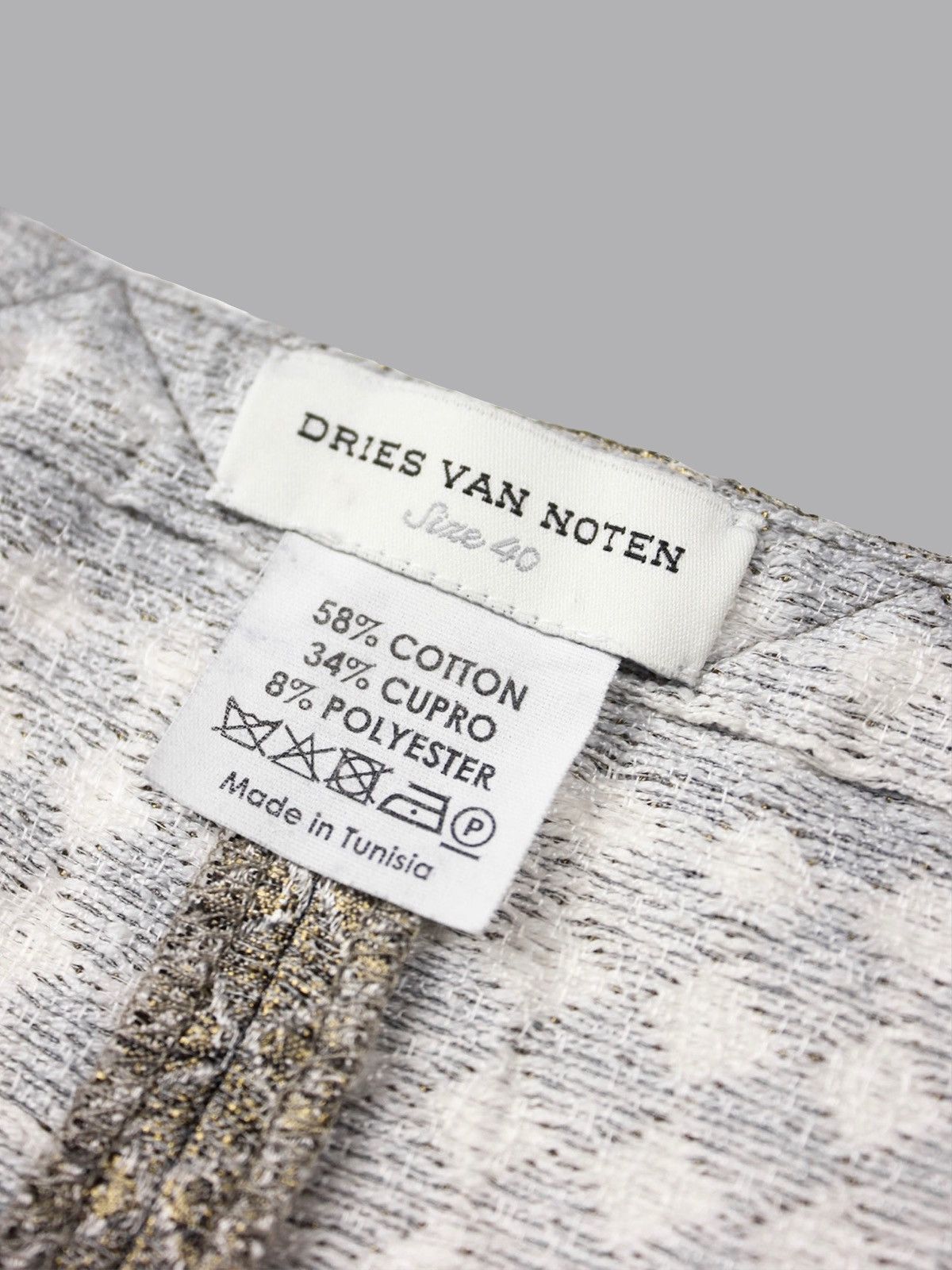 Dries Van Noten Front Pocket Diamond Patterned Beige Mini Skirt Size 28" / US 6 / IT 42 - 6 Thumbnail