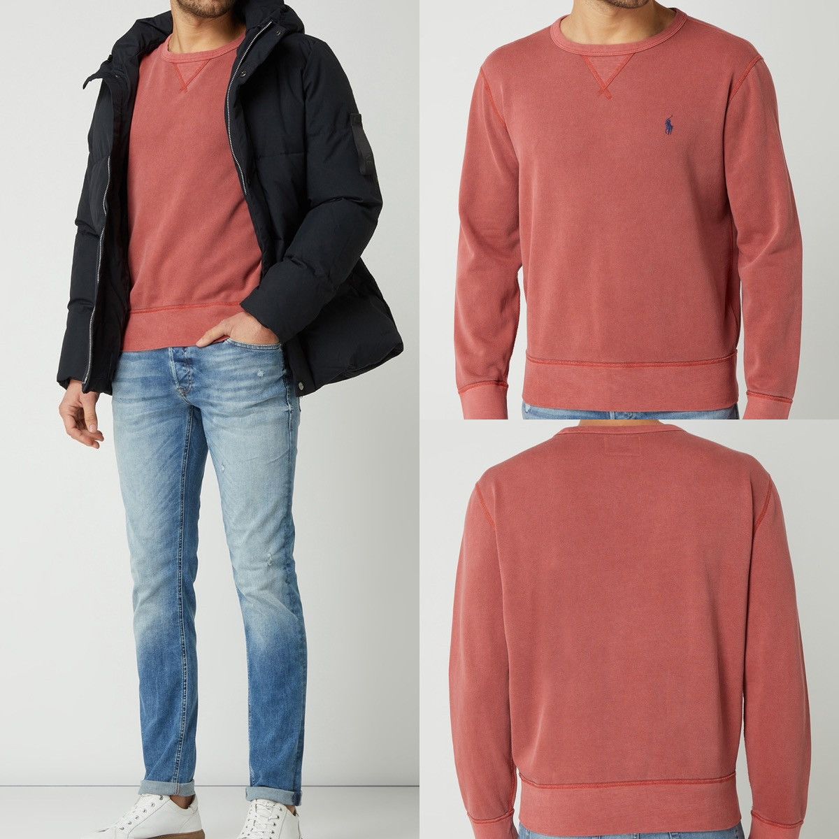 Polo Ralph Lauren × Ralph Lauren POLO Ralph Lauren Washed Red Garment Dyed Fleece Sweatshirt Size US XL / EU 56 / 4 - 15 Thumbnail