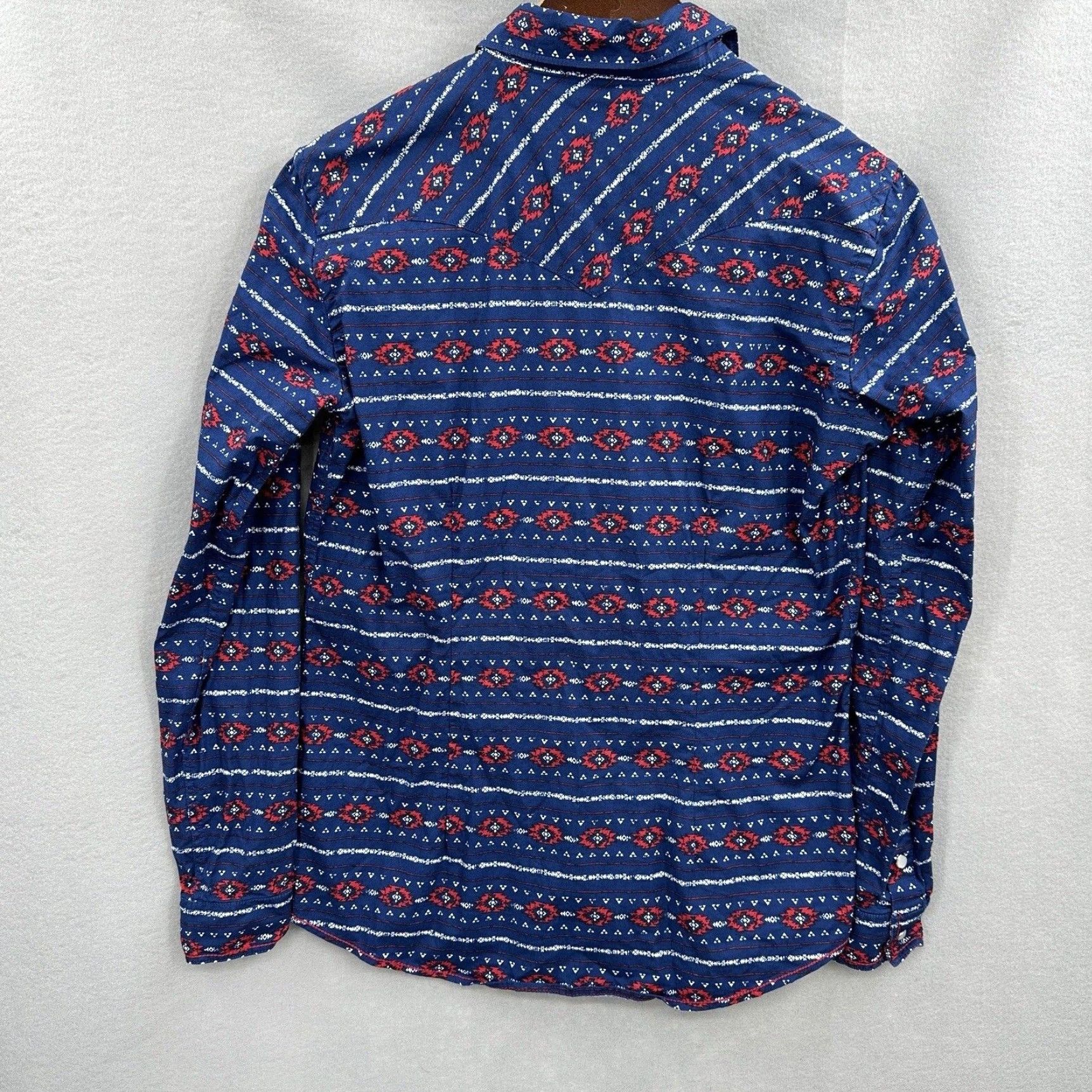 Vintage Panhandle Slim Western Shirt Womens Small Blue Aztec Cowgirl Snap Closure Casual Size S / US 4 / IT 40 - 3 Thumbnail
