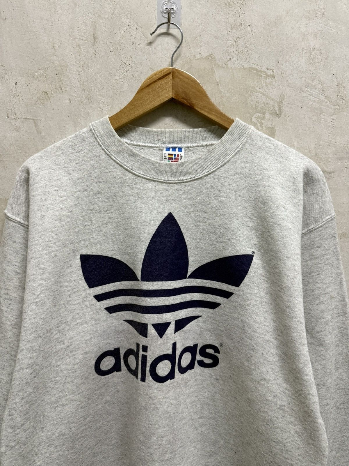 Adidas Vintage 90s Adidas Trefoil Big Logo Sweatshirt Size US M / EU 48-50 / 2 - 2 Thumbnail