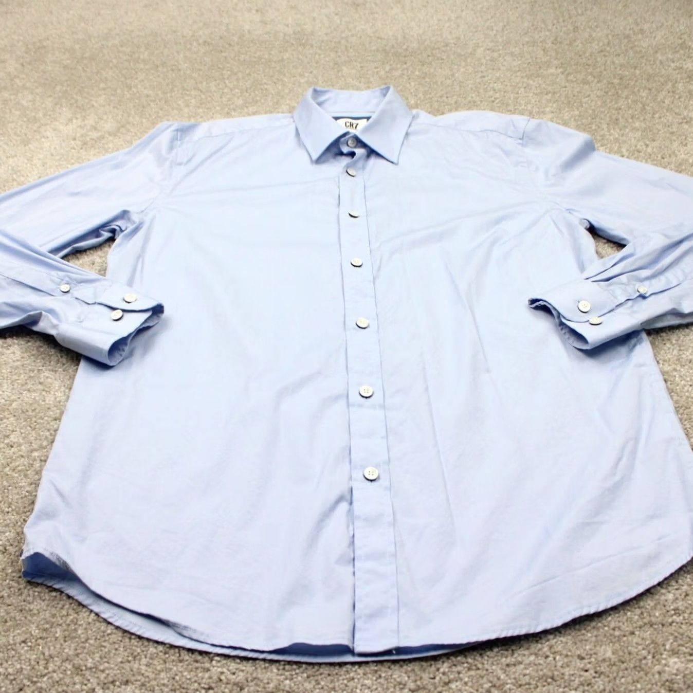 Vintage CR7 Cristiano Ronaldo Dress Shirt Mens Large 41/42 Blue Classic Fit Cotton L/S Shirt Size 42R - 2 Thumbnail
